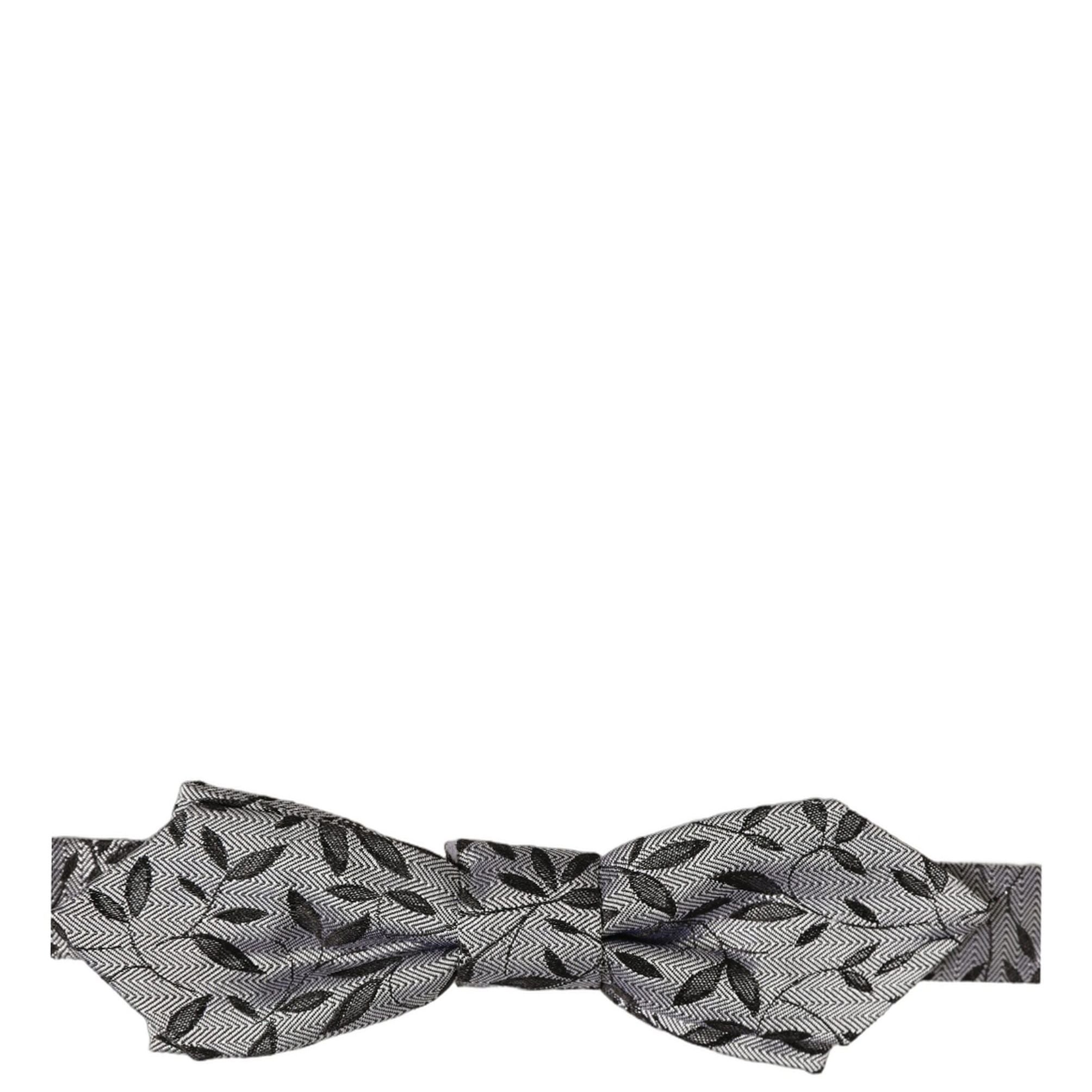 Dolce & Gabbana Men Gray Abstract Silk Adjustable Neck Papillon Bow Tie