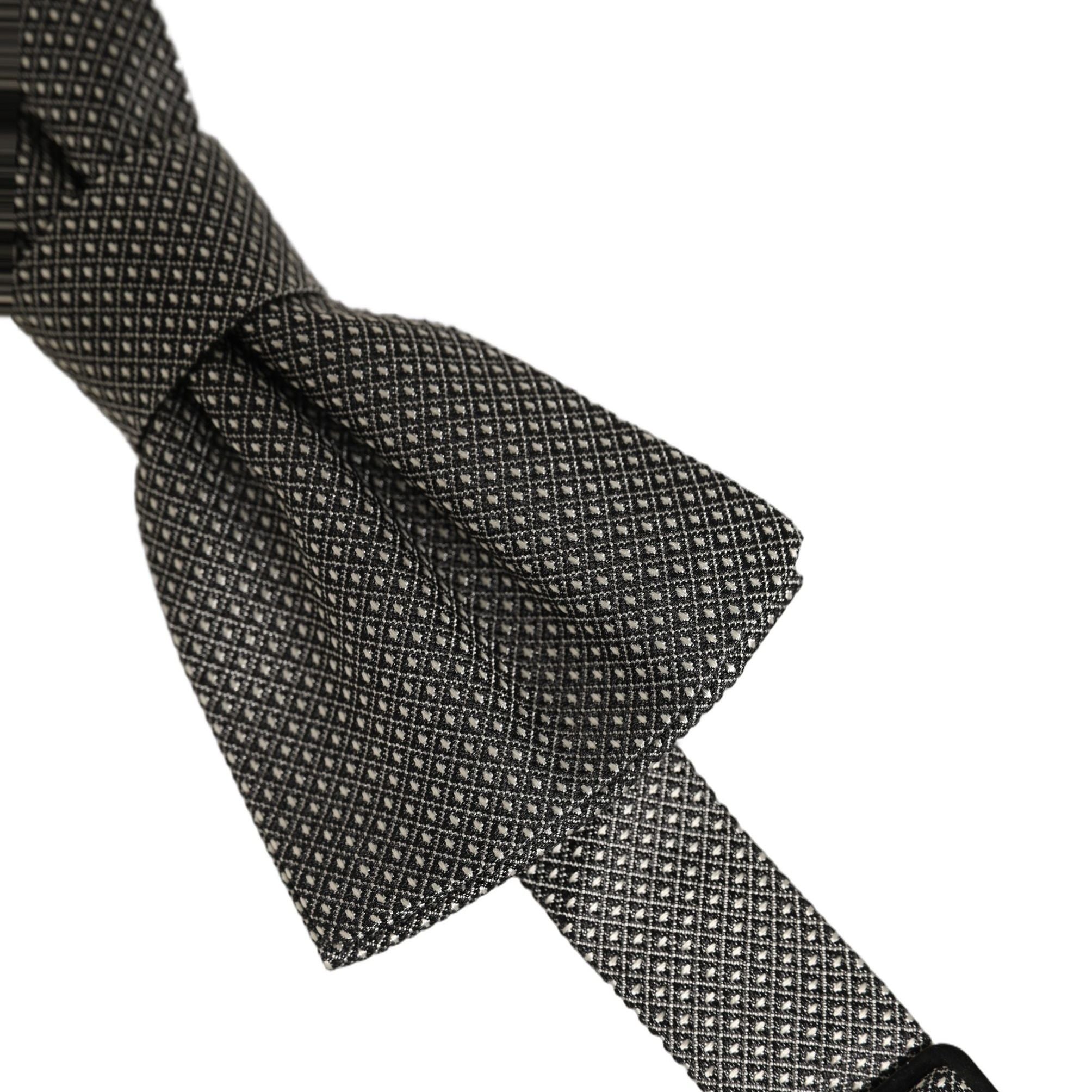 Dolce & Gabbana Men Gray Silk Patterned Adjustable Neck Papillon Bow Tie