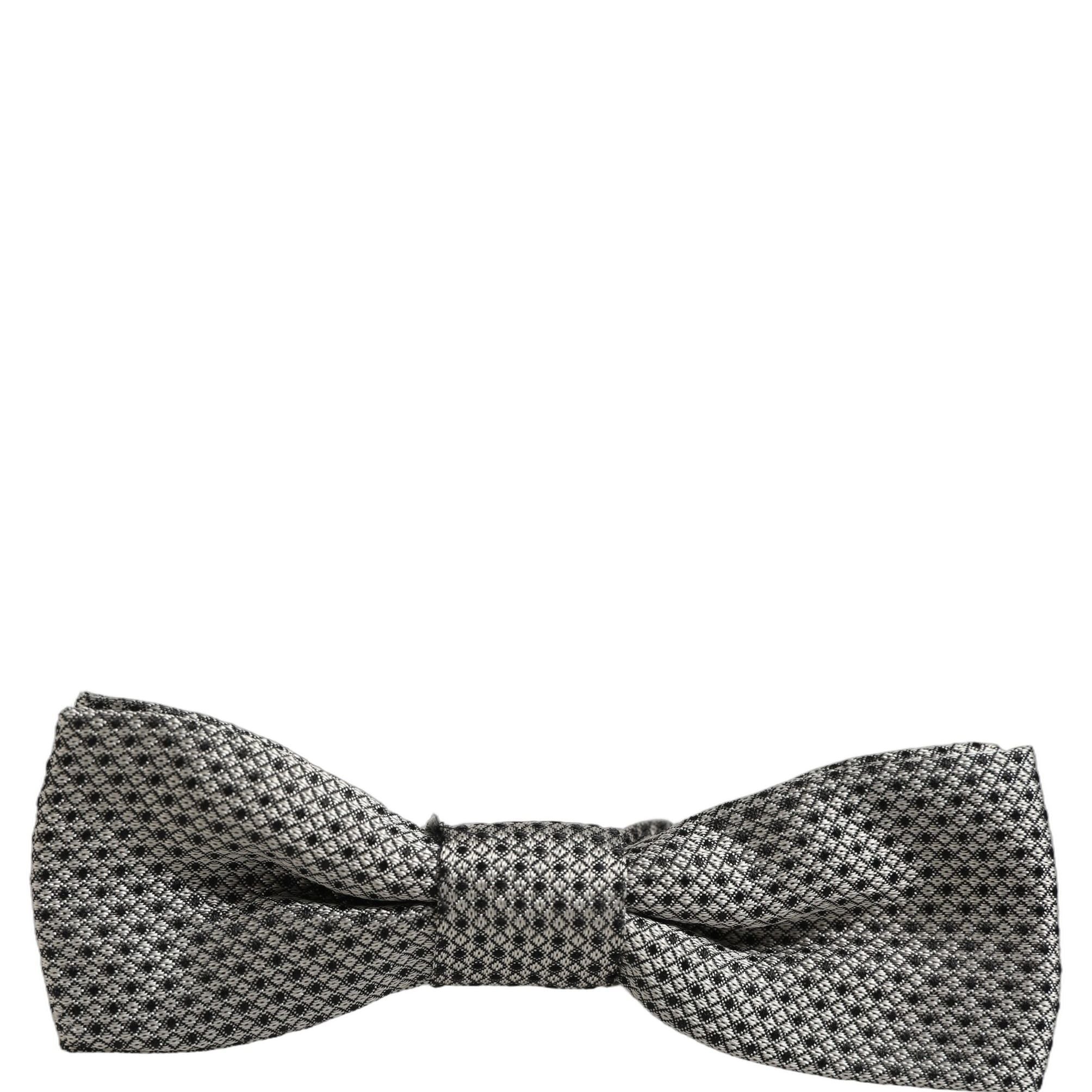 Dolce & Gabbana Men Gray Silk Patterned Adjustable Neck Papillon Bow Tie