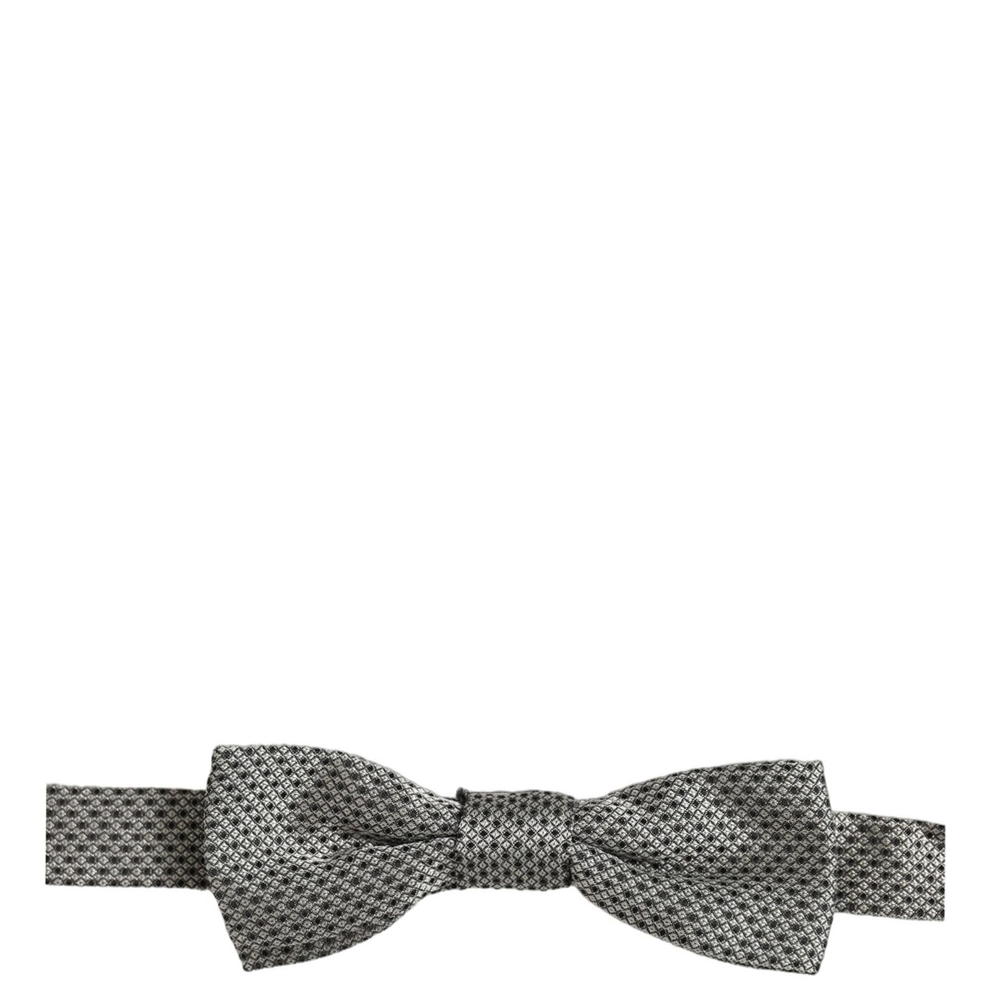 Dolce & Gabbana Men Gray Silk Patterned Adjustable Neck Papillon Bow Tie