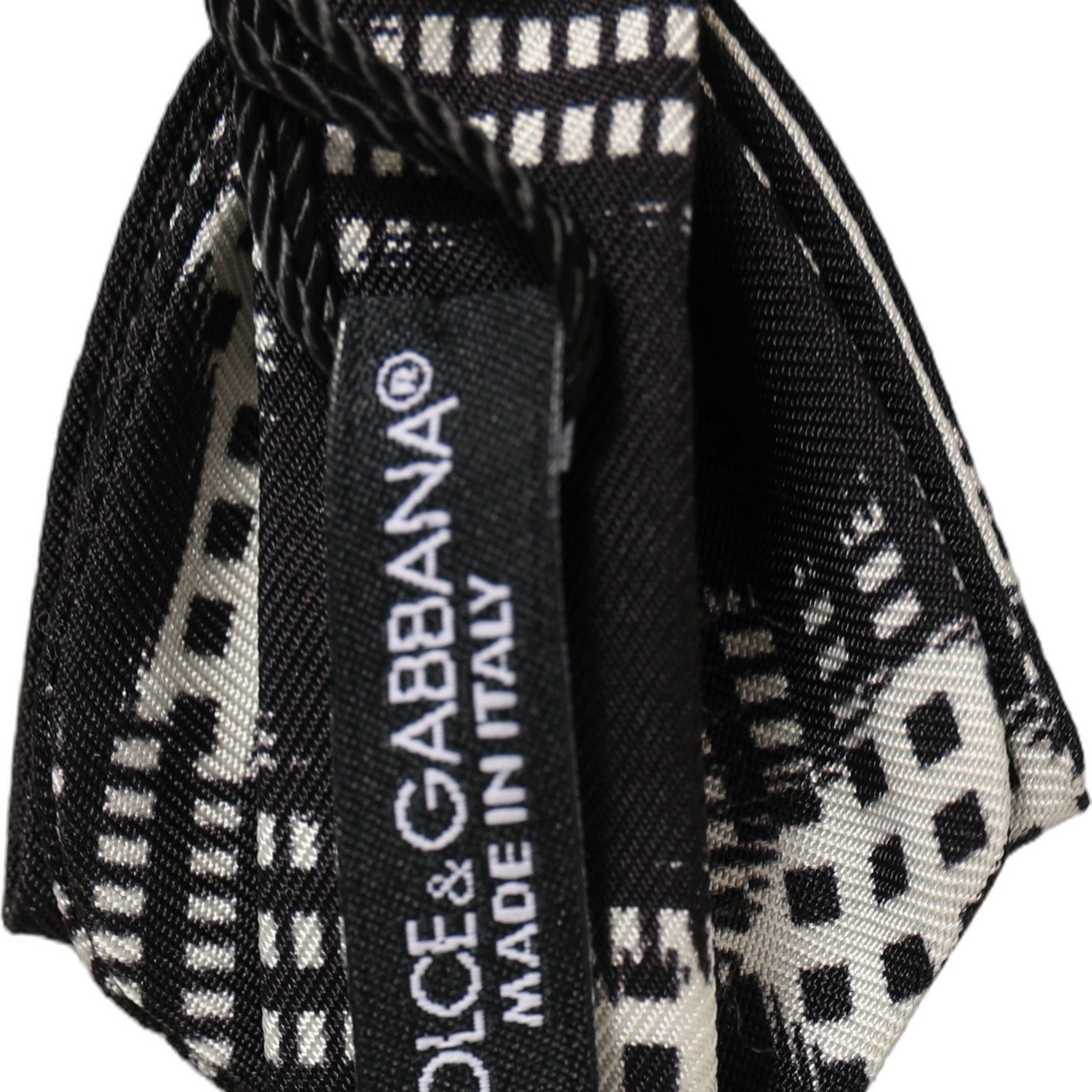 Dolce & Gabbana Black White Checkered Adjustable Neck Papillon Bow Tie