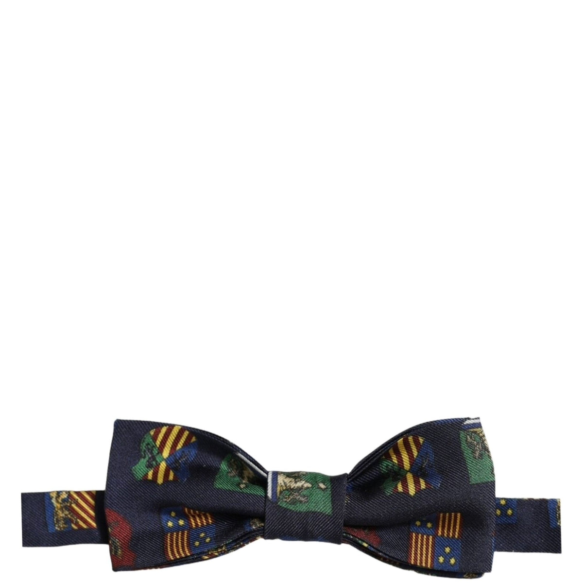Dolce & Gabbana Men Blue Flags 100% Silk Adjustable Neck Papillon Bow Tie