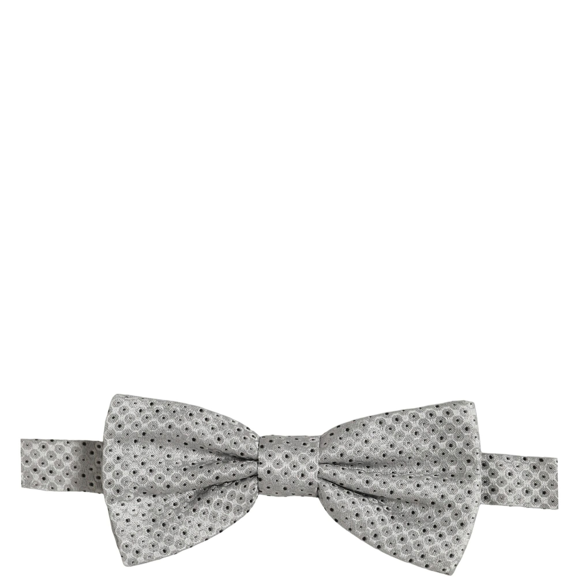 Dolce & Gabbana Men Black Gray Polka Dot Adjustable Neck Papillon Bow Tie