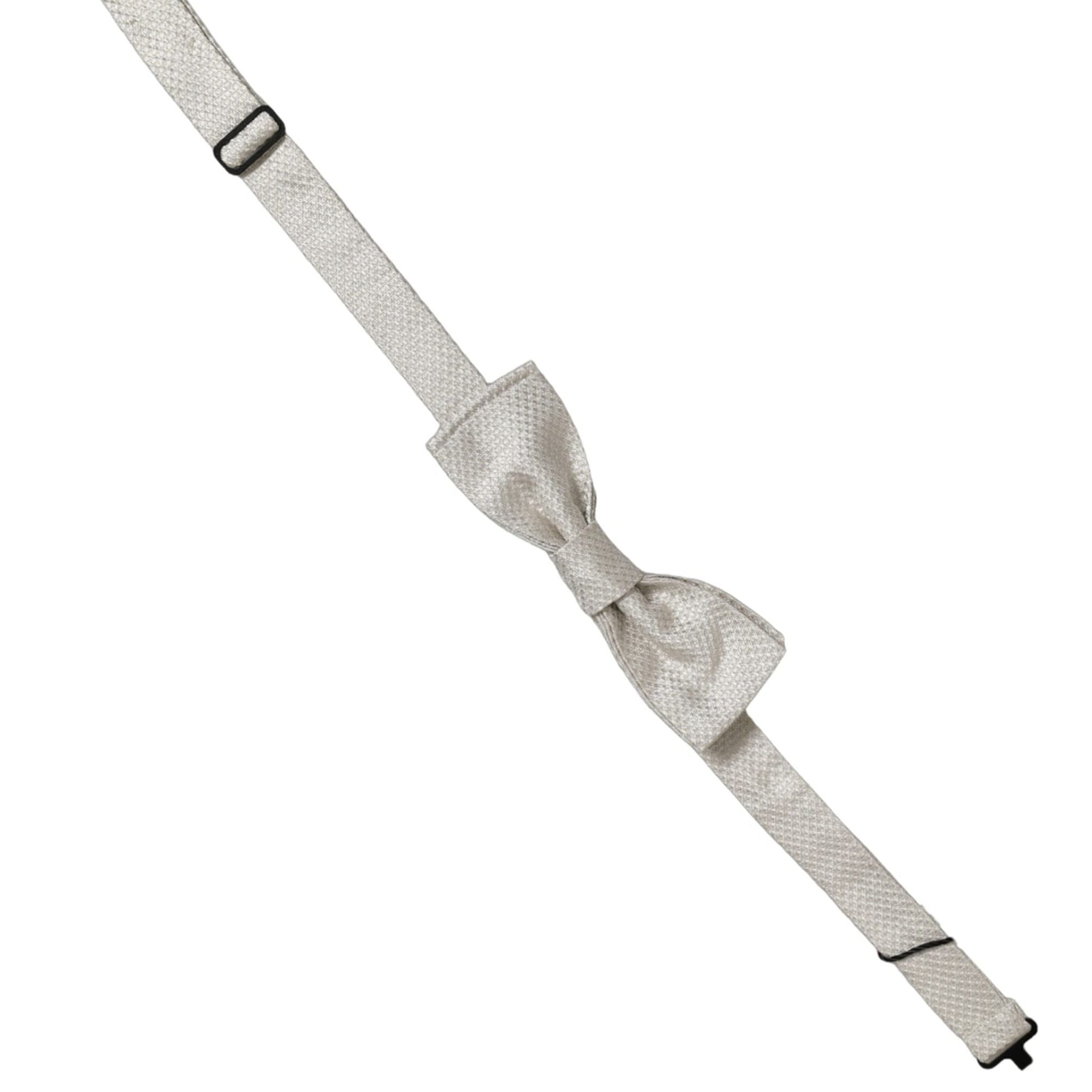 Dolce & Gabbana Men White 100% Silk Adjustable Neck Papillon Bow Tie