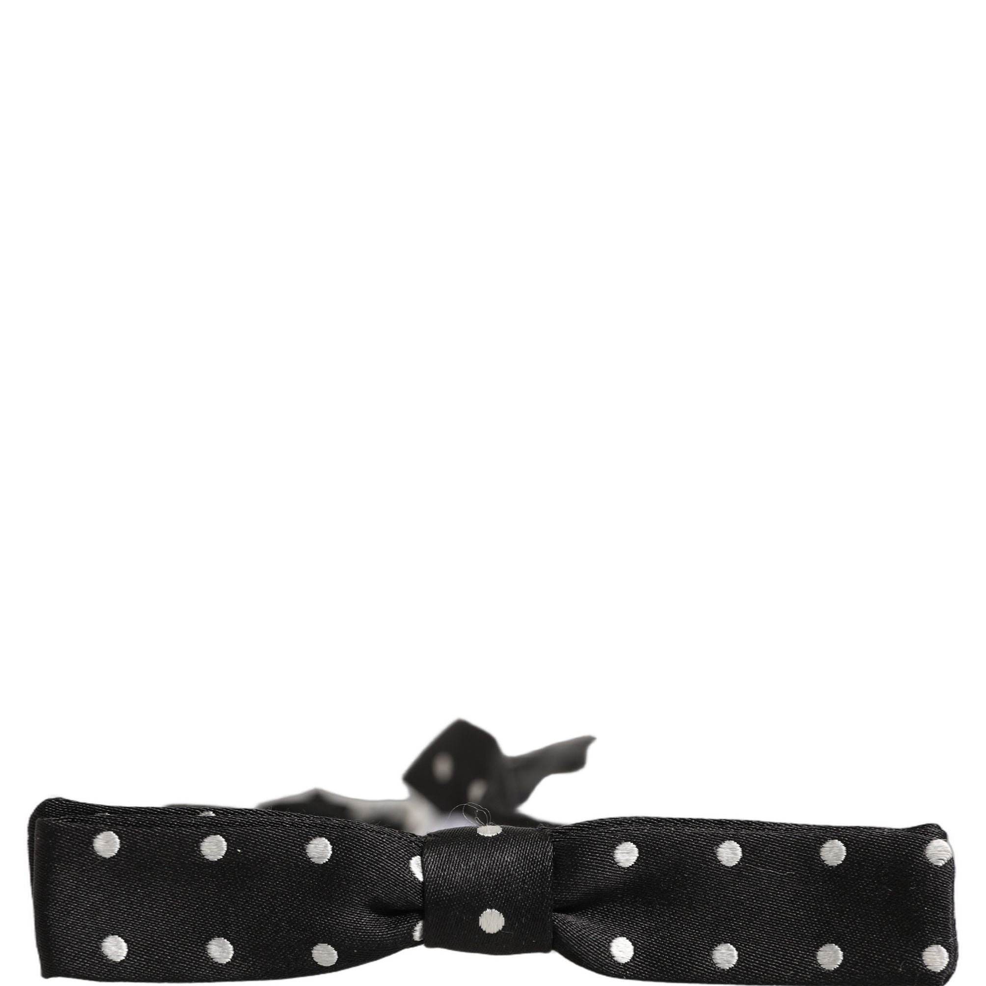 Dolce & Gabbana Black White Polka Dot Adjustable Neck Papillon Bow Tie