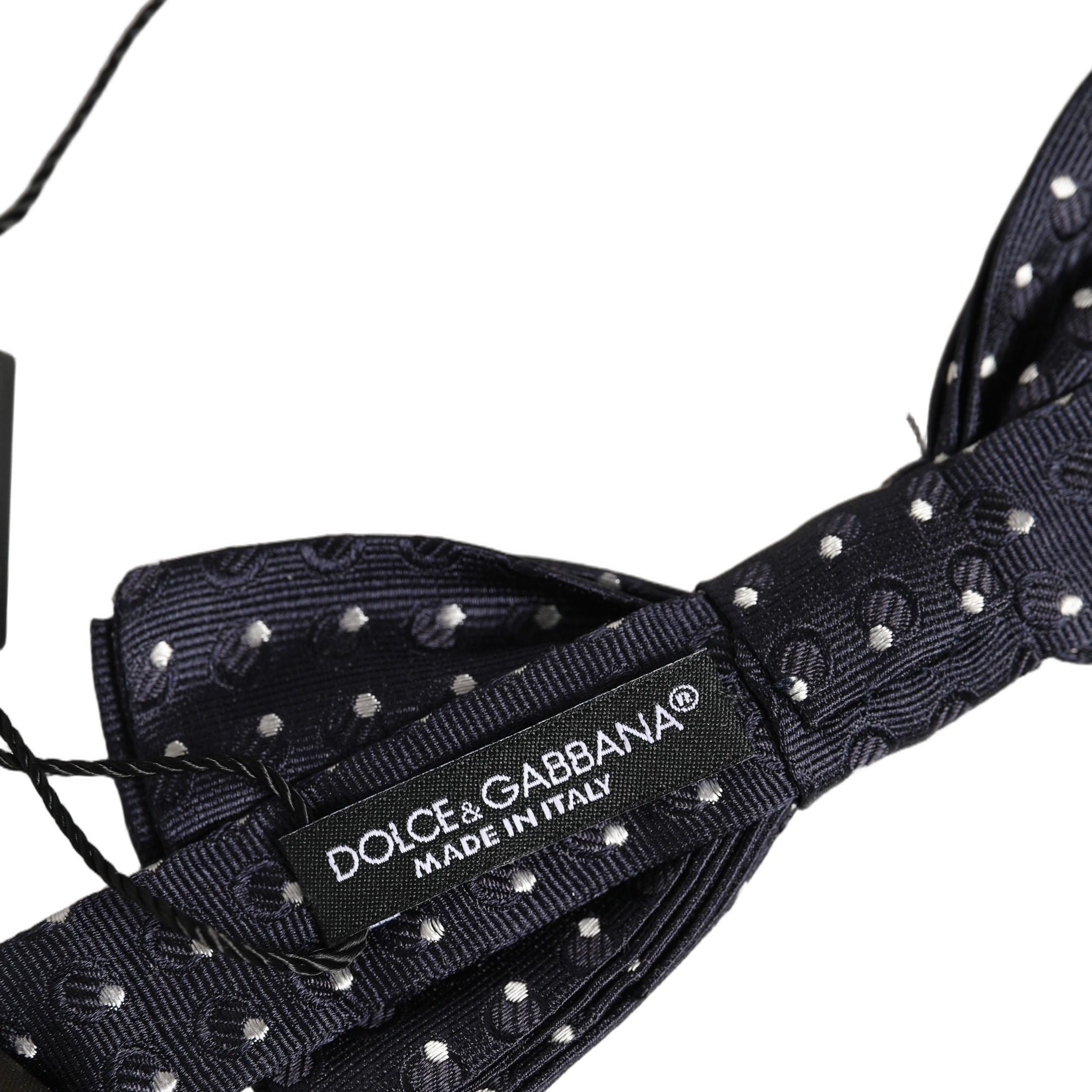 Dolce & Gabbana Black White Polka Dot Adjustable Neck Papillon Bow Tie