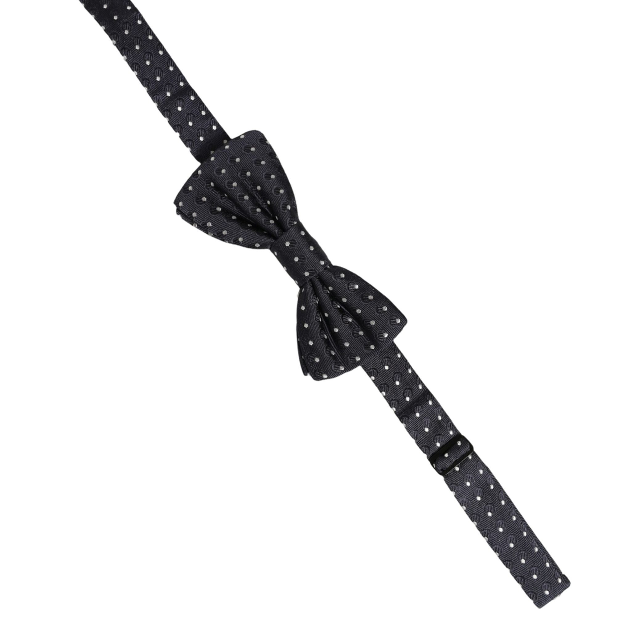 Dolce & Gabbana Black White Polka Dot Adjustable Neck Papillon Bow Tie