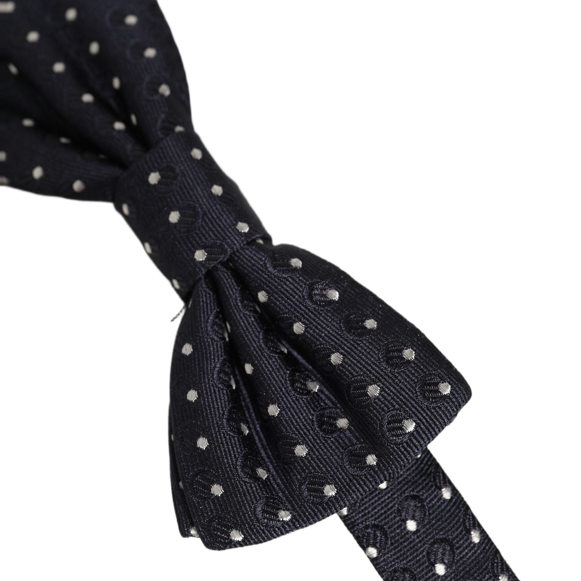 Dolce & Gabbana Black White Polka Dot Adjustable Neck Papillon Bow Tie