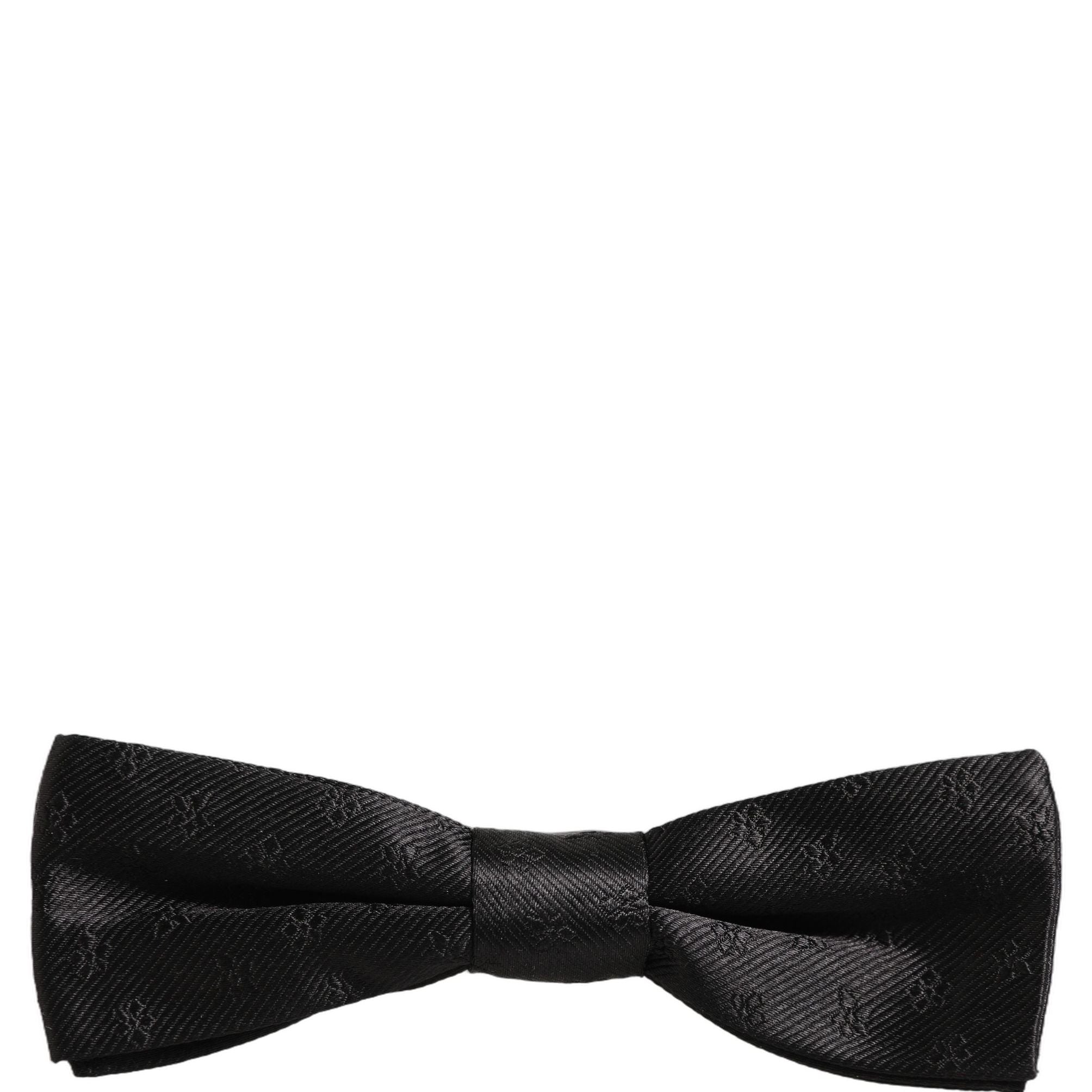 Dolce & Gabbana Men Black Floral Silk Adjustable Neck Papillon Bow Tie