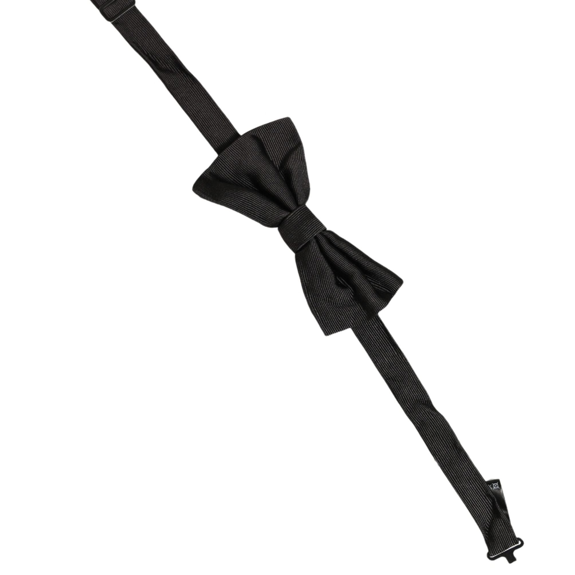 Dolce & Gabbana Men Black 100% Silk Adjustable Neck Papillon Bow Tie