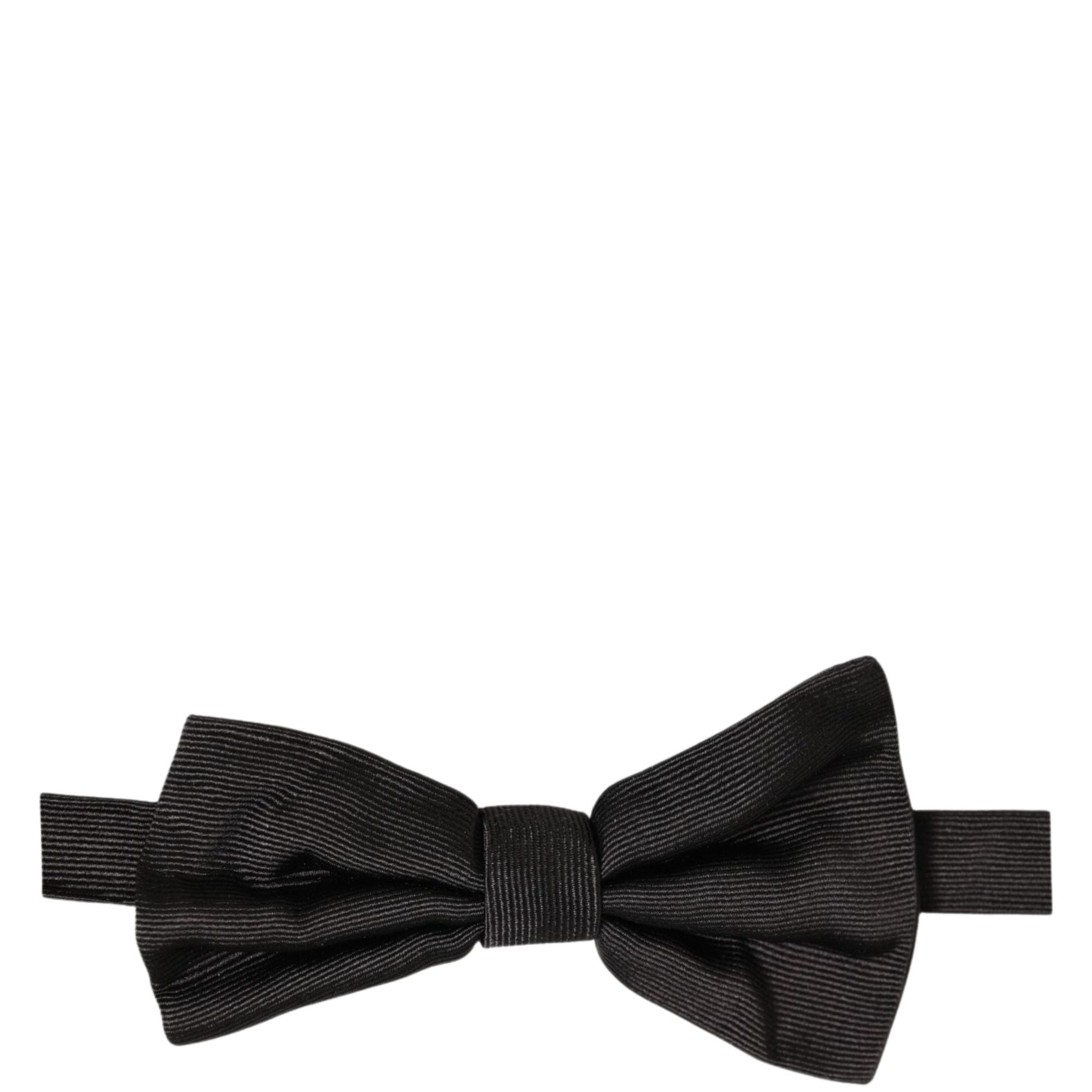 Dolce & Gabbana Men Black 100% Silk Adjustable Neck Papillon Bow Tie
