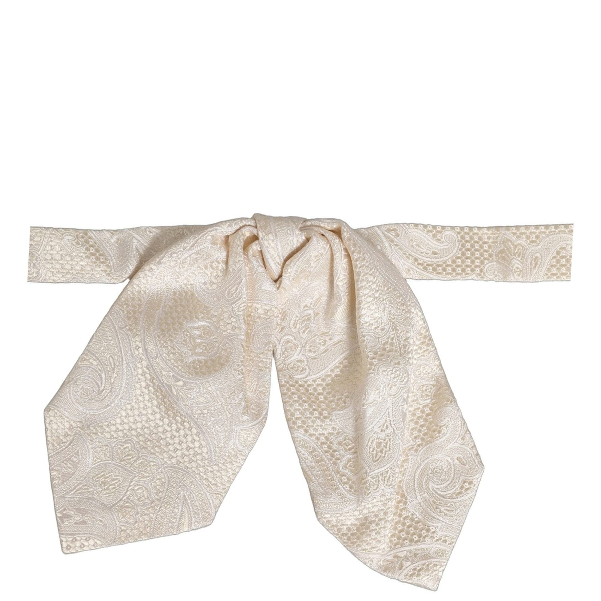 Dolce & Gabbana Men Ivory Paisley SIlk Adjustable Neck Papillon Bow Tie