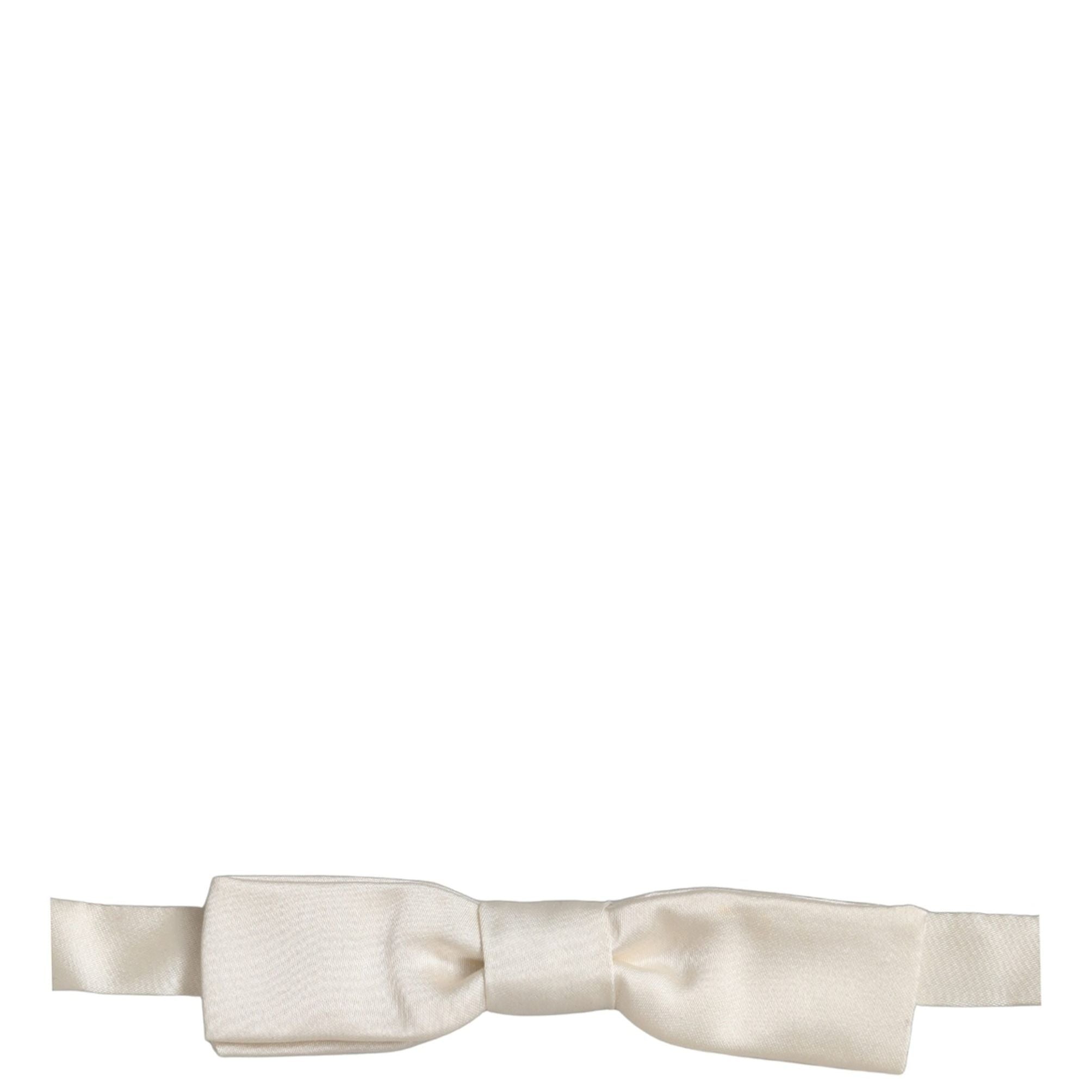 Dolce & Gabbana Men White 100% Silk Adjustable Neck Papillon Bow Tie
