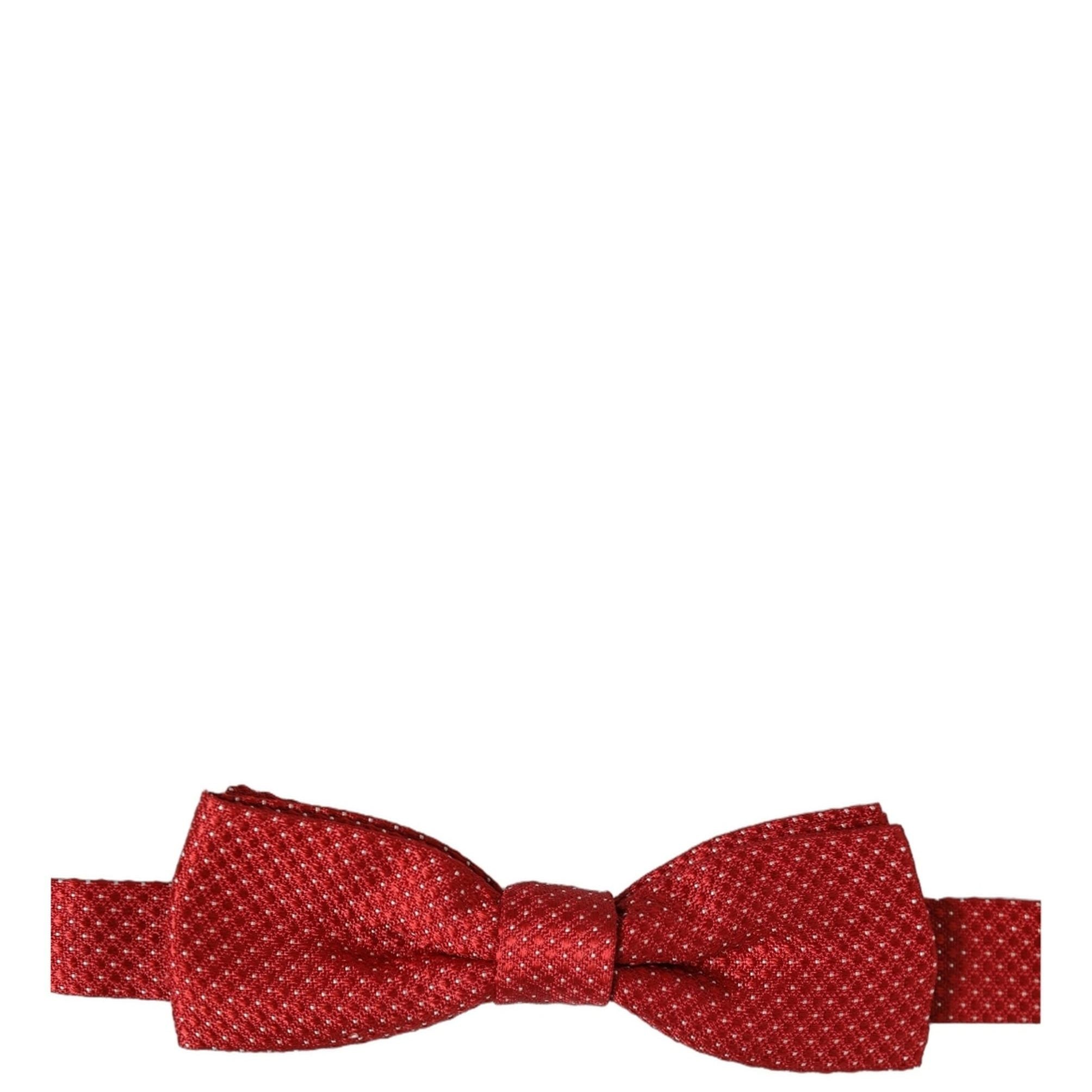 Dolce & Gabbana Men Red Polka Dot Silk Adjustable Neck Papillon Bow Tie