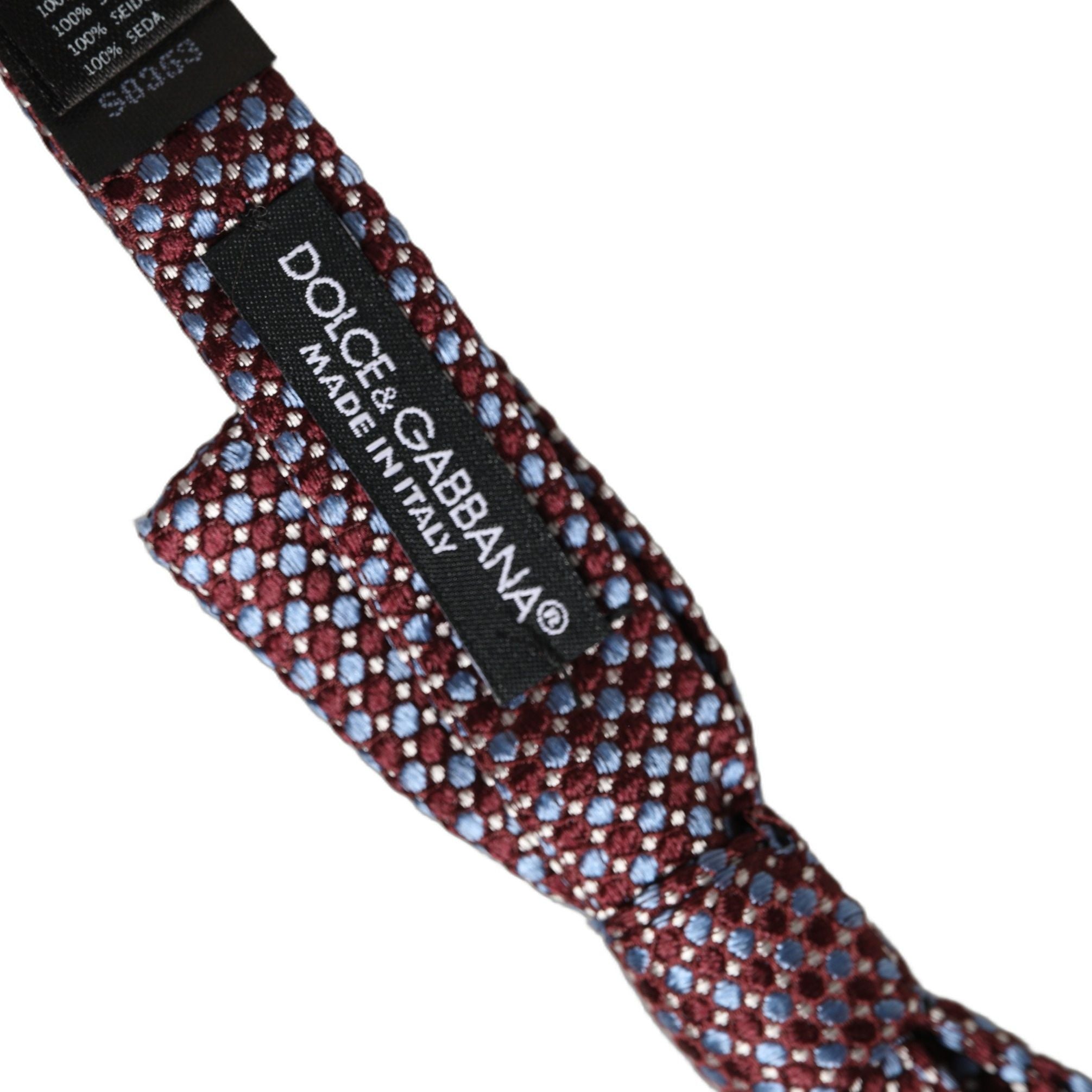 Dolce & Gabbana Blue Burgundy Woven Adjustable Neck Papillon Bow Tie