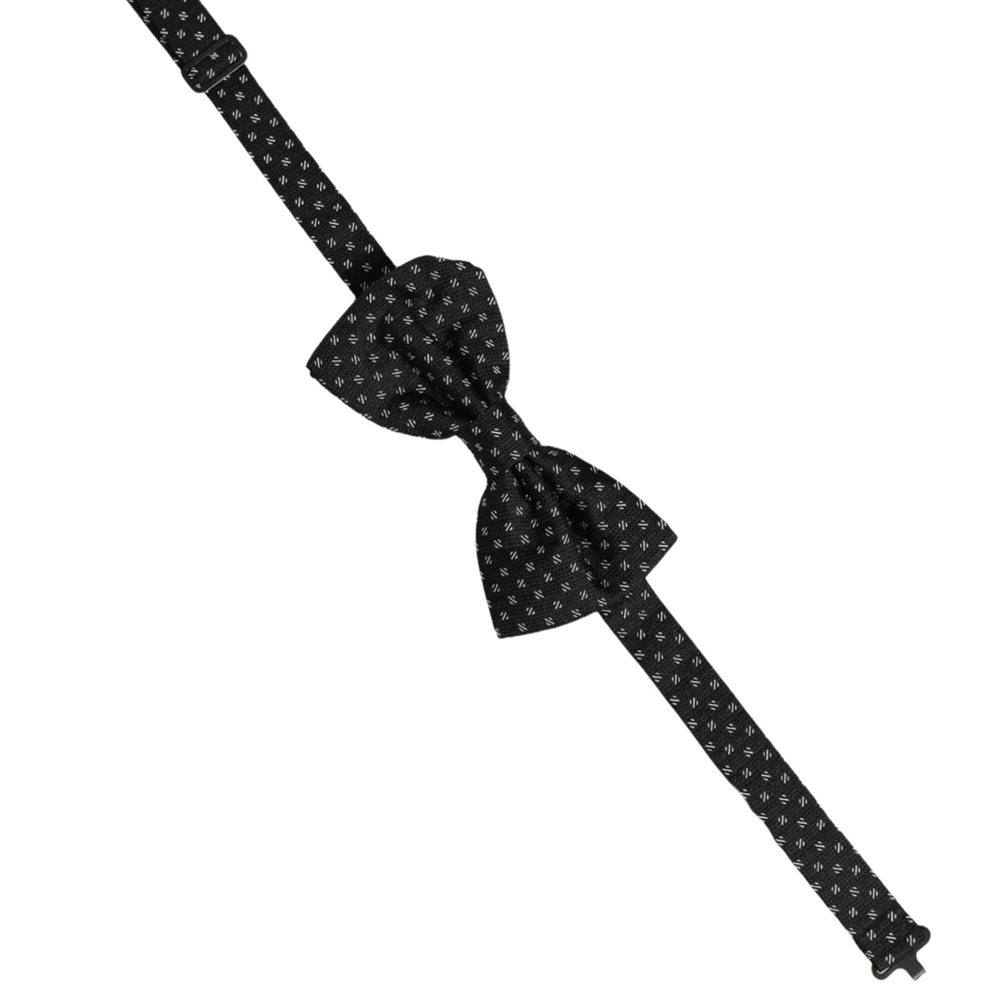 Dolce & Gabbana Men Black Patterned Adjustable Neck Papillon Bow Tie