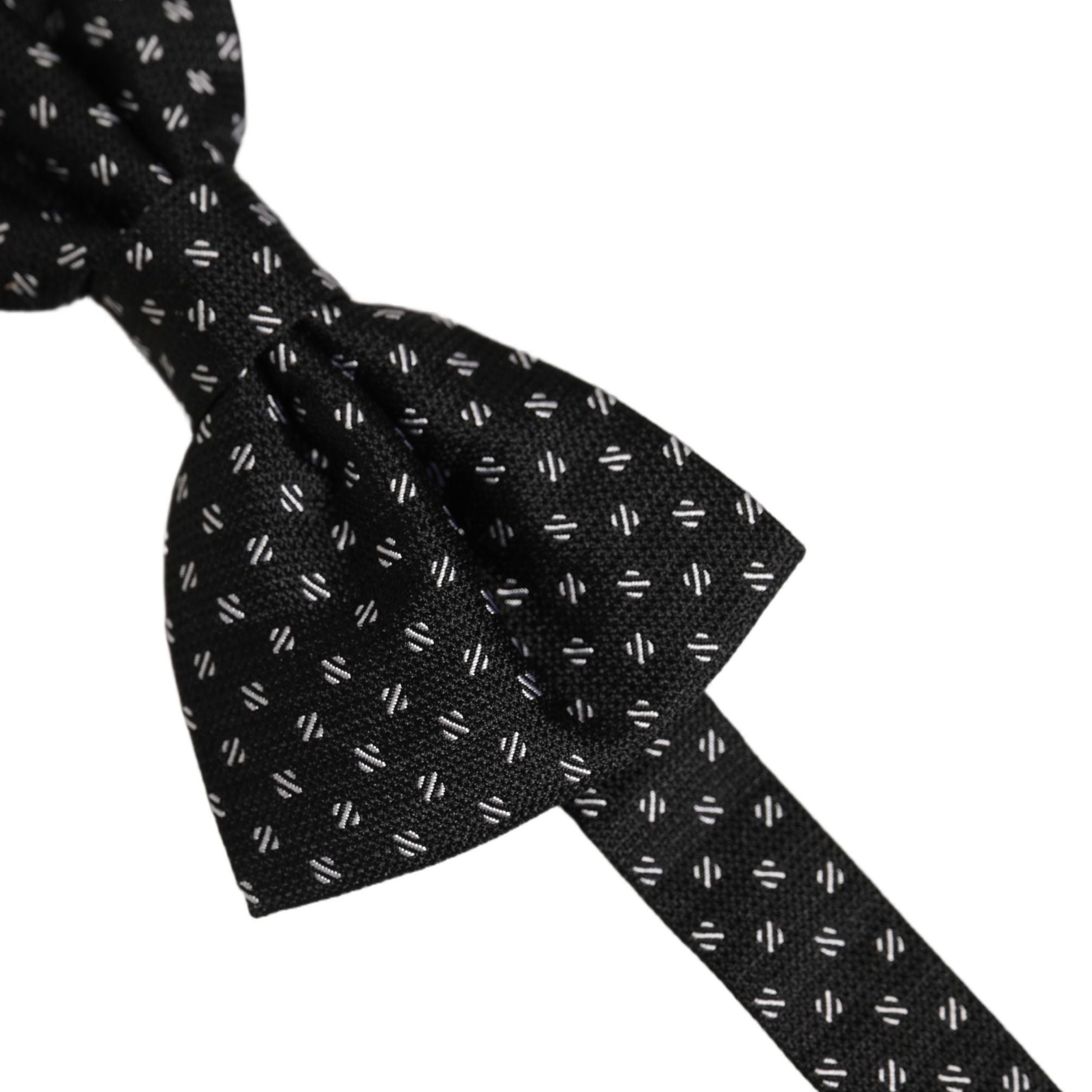 Dolce & Gabbana Men Black Patterned Adjustable Neck Papillon Bow Tie