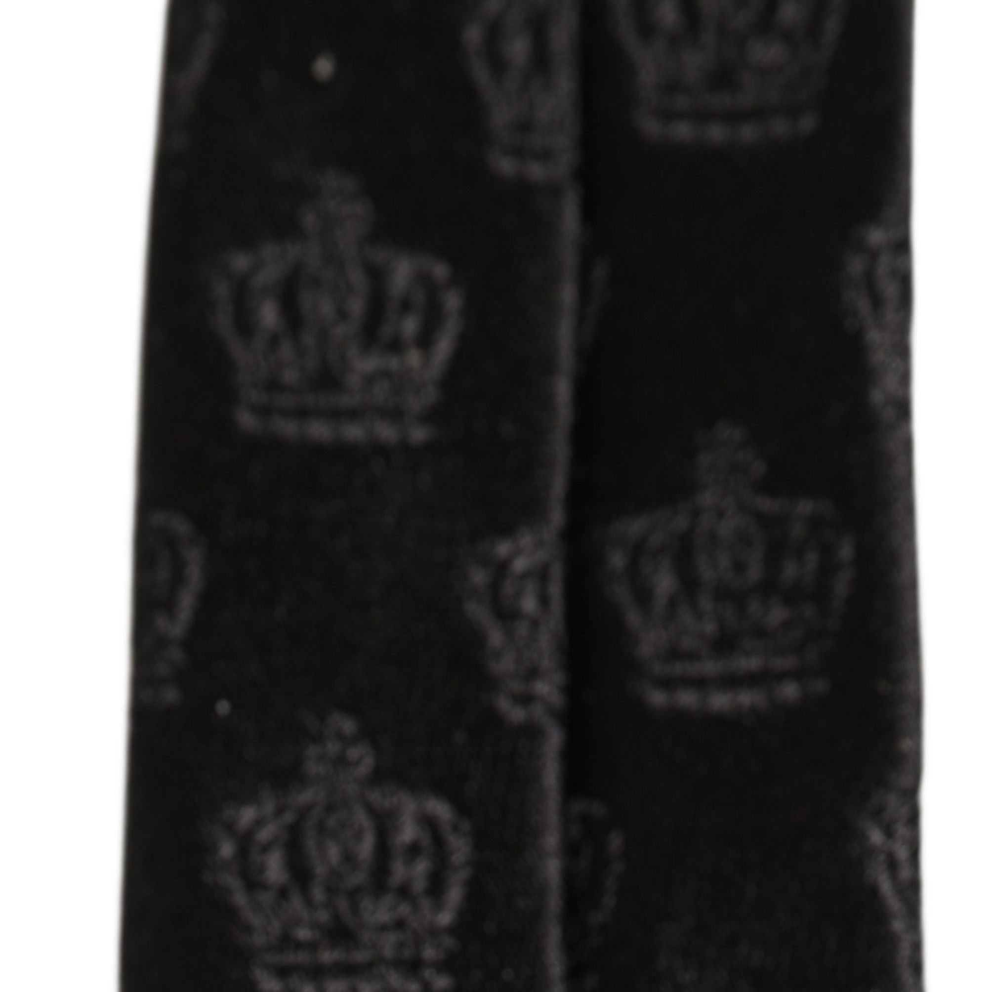Dolce & Gabbana Men Black Crown Print Silk Adjustable Tied Necktie Tie