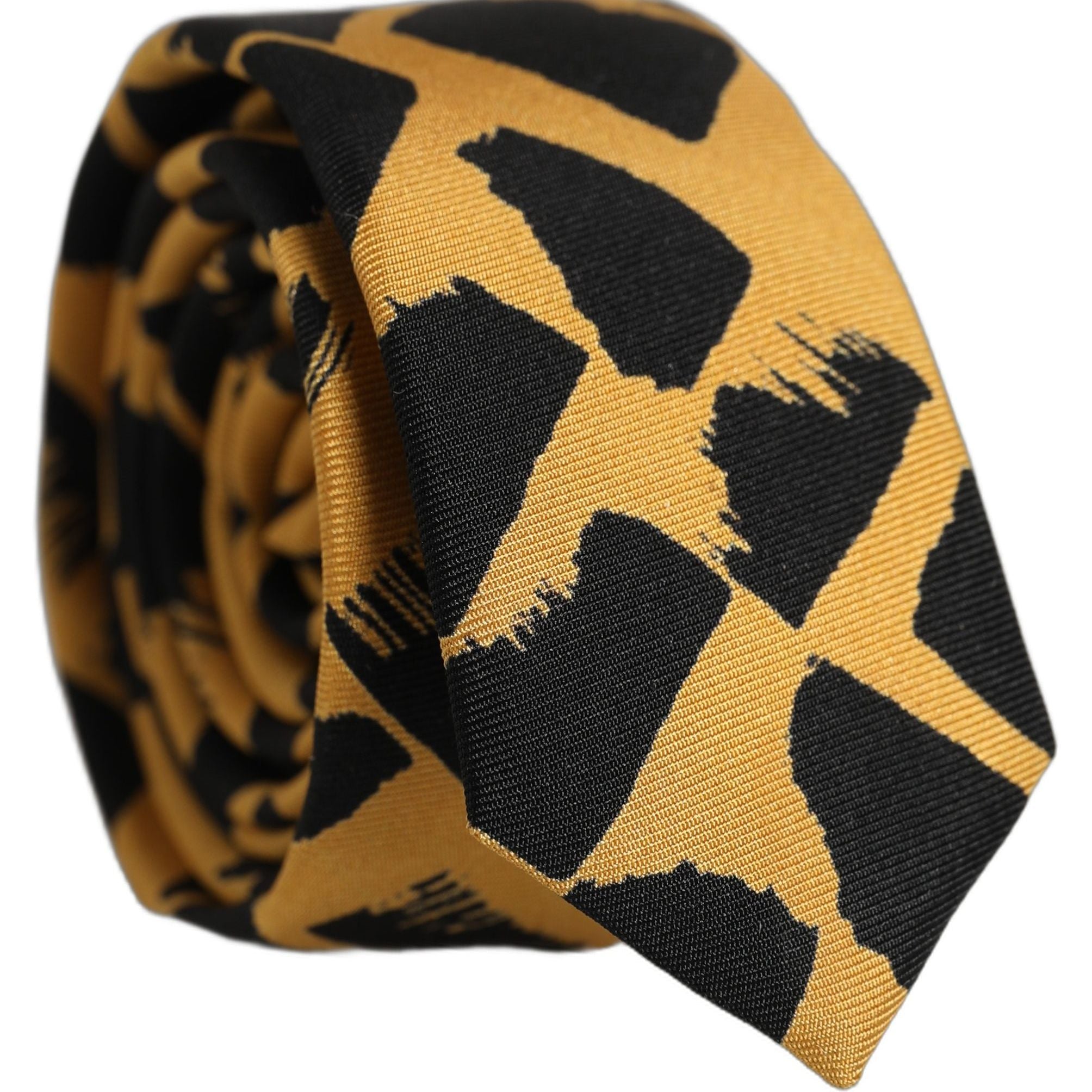 Dolce & Gabbana Men Black Yellow Patterned Adjustable Tied Necktie Tie