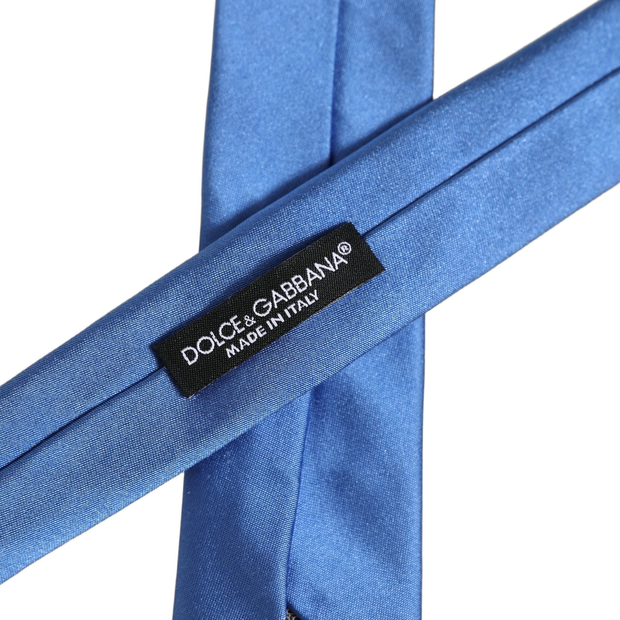 Dolce & Gabbana Men Blue 100% Silk Satin Adjustable Tied Necktie Tie