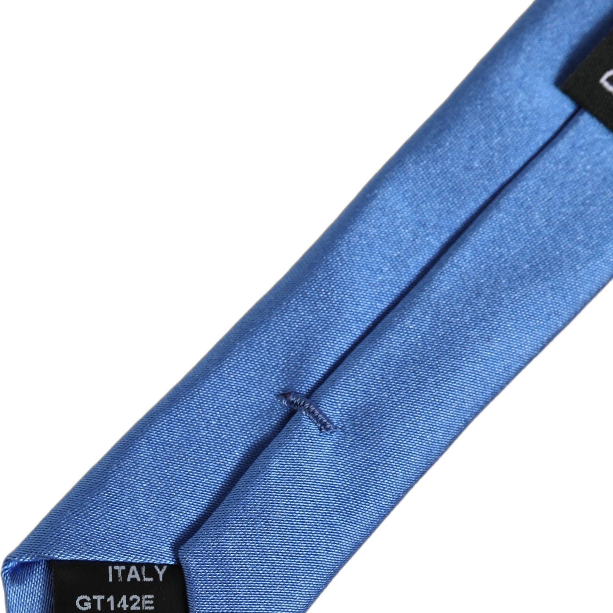 Dolce & Gabbana Men Blue 100% Silk Satin Adjustable Tied Necktie Tie