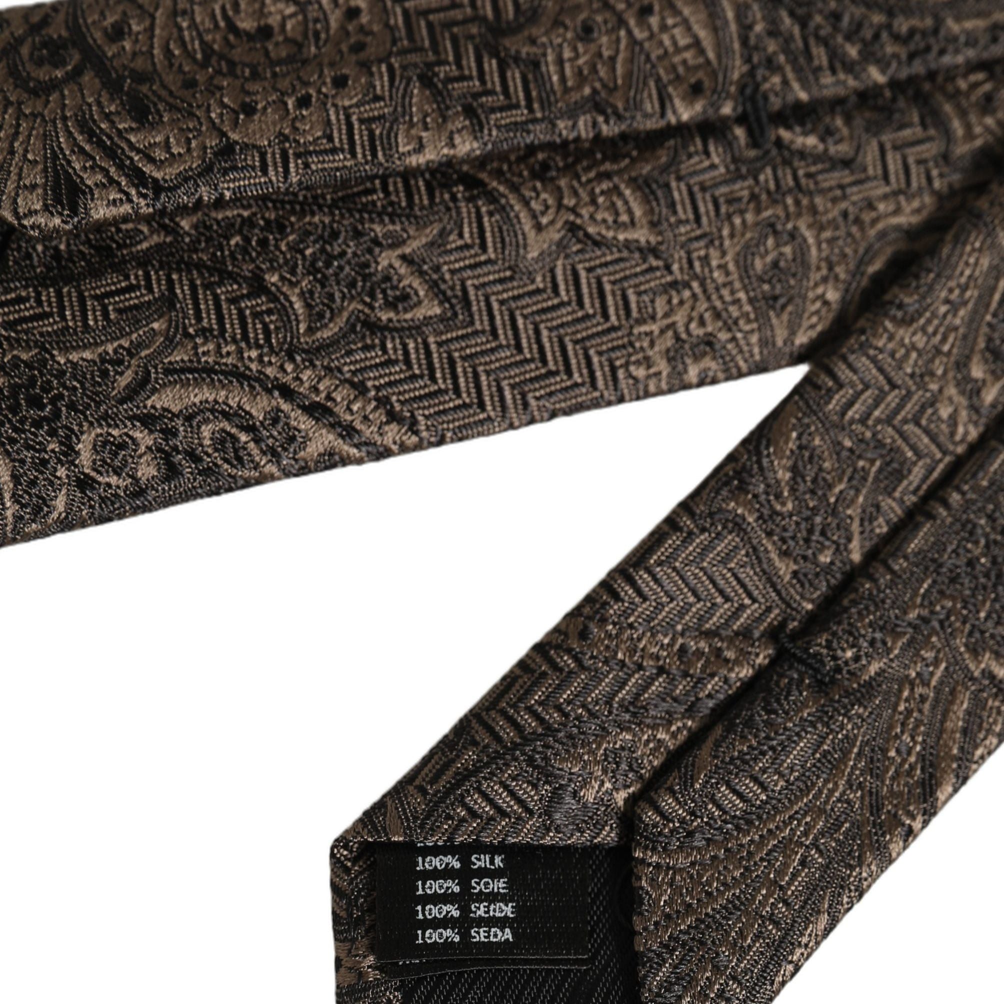 Dolce & Gabbana Men Brown Paisley 100% Silk Adjustable Tied Necktie Tie