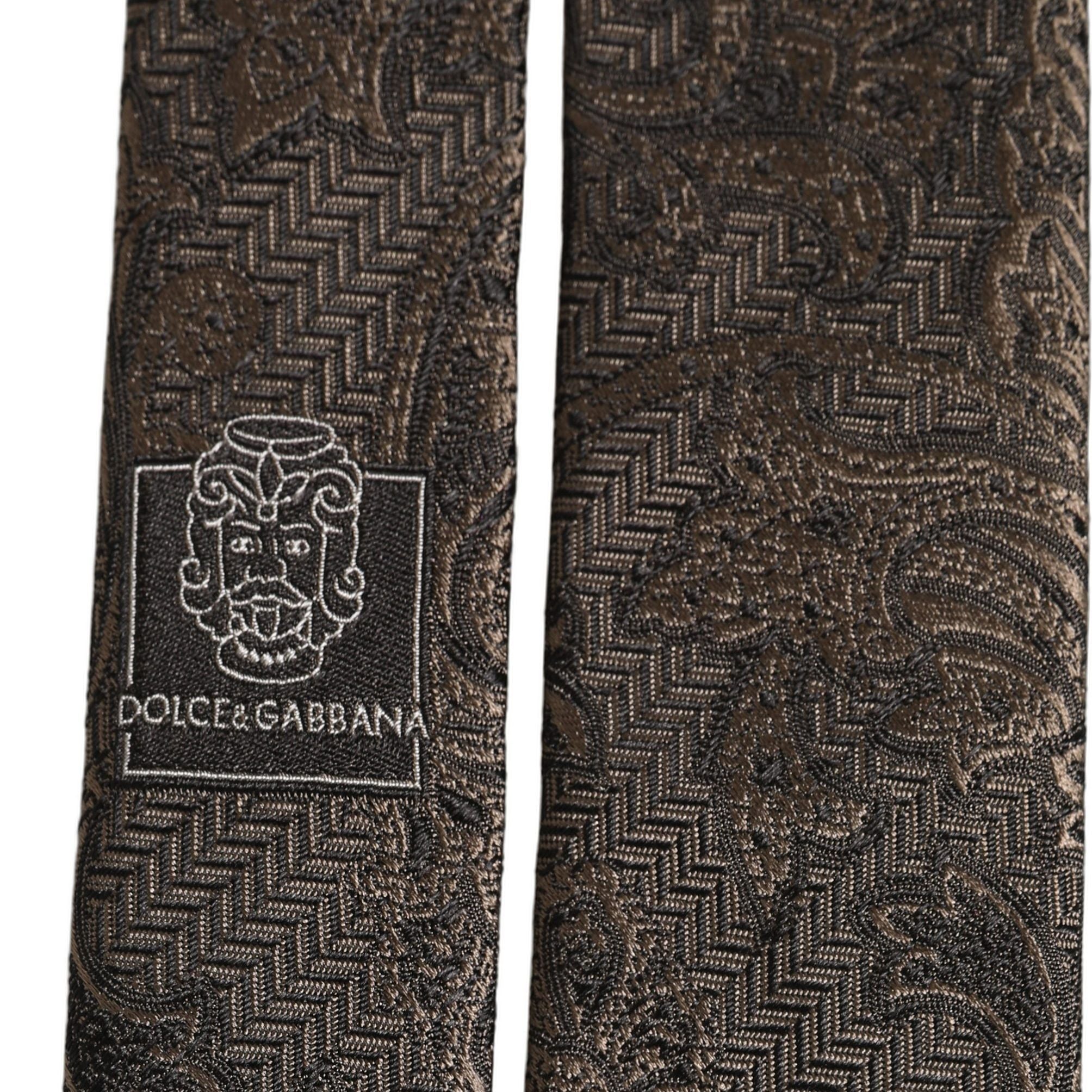 Dolce & Gabbana Men Brown Paisley 100% Silk Adjustable Tied Necktie Tie