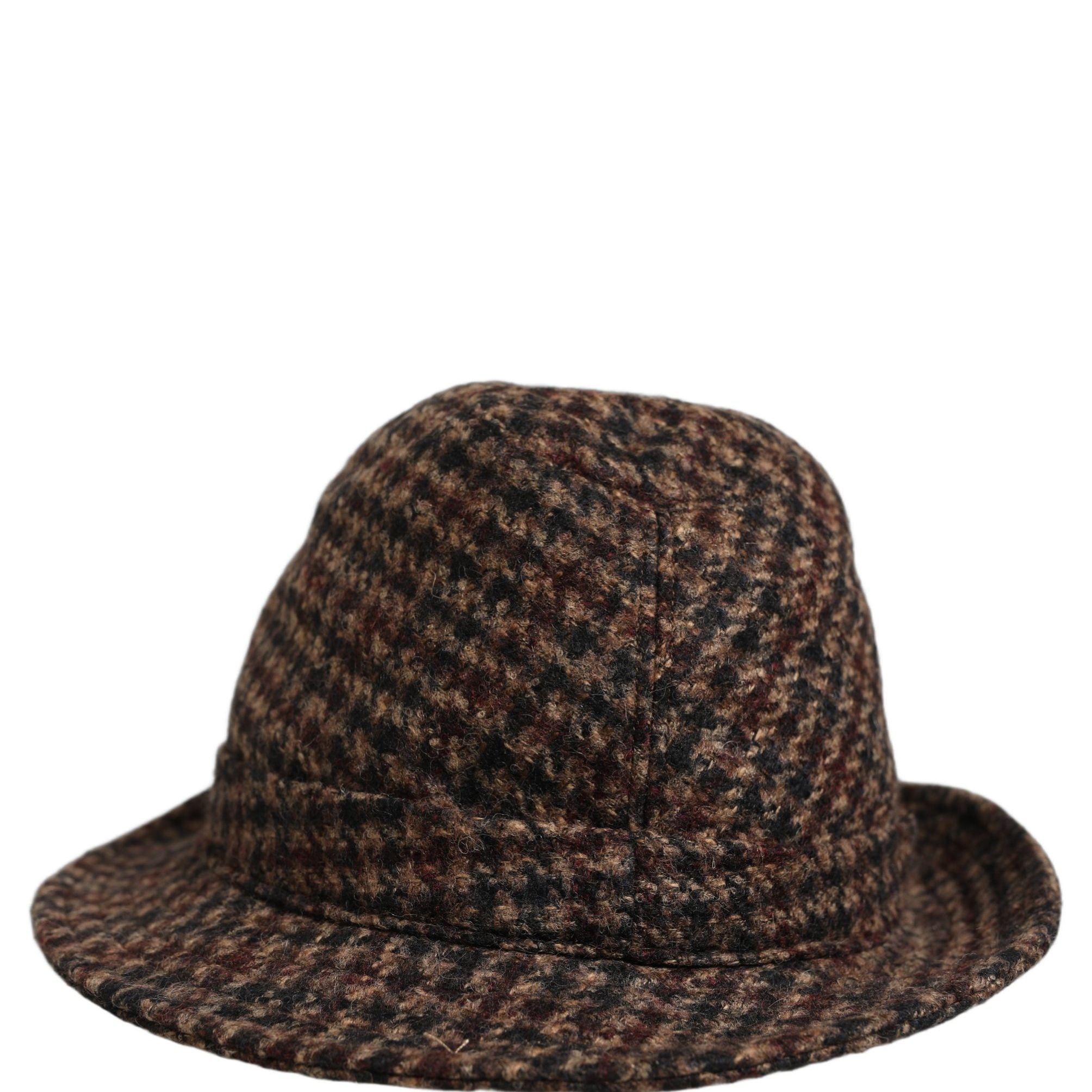 Dolce & Gabbana Brown Checkered Wool Tweed Fedora Capello Hats