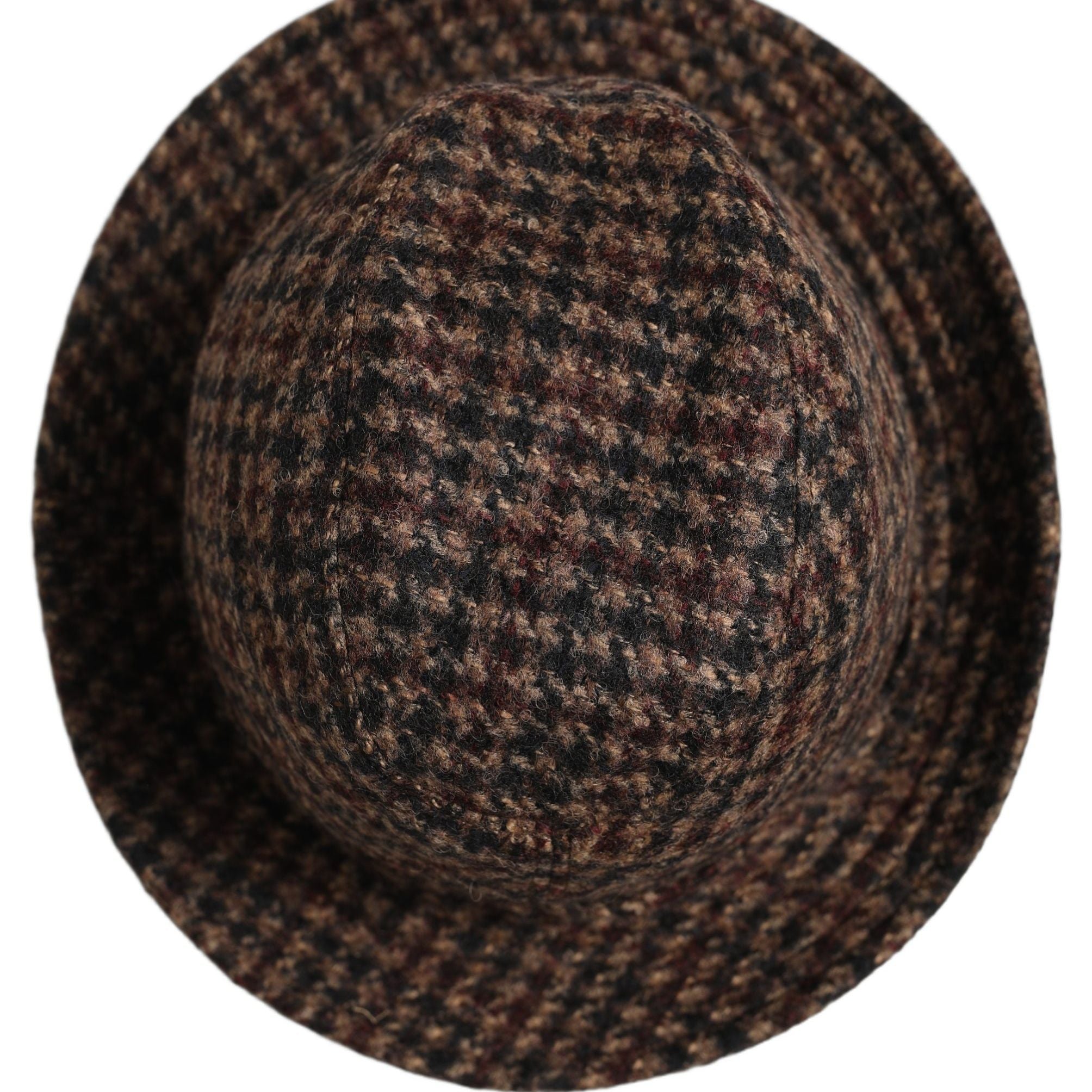Dolce & Gabbana Brown Checkered Wool Tweed Fedora Capello Hats