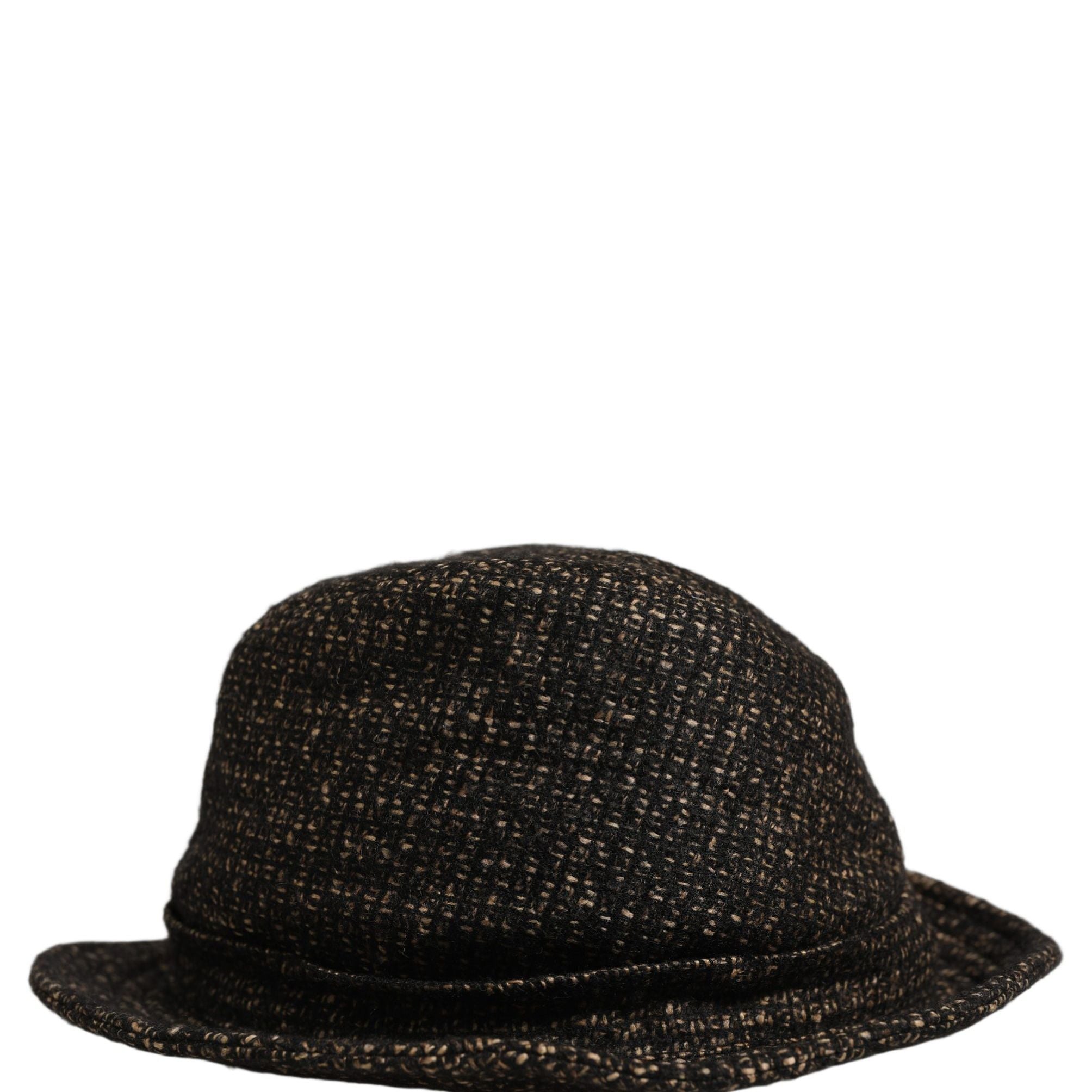 Dolce & Gabbana Gray Melange Blended Textured Tweed Capello Hat