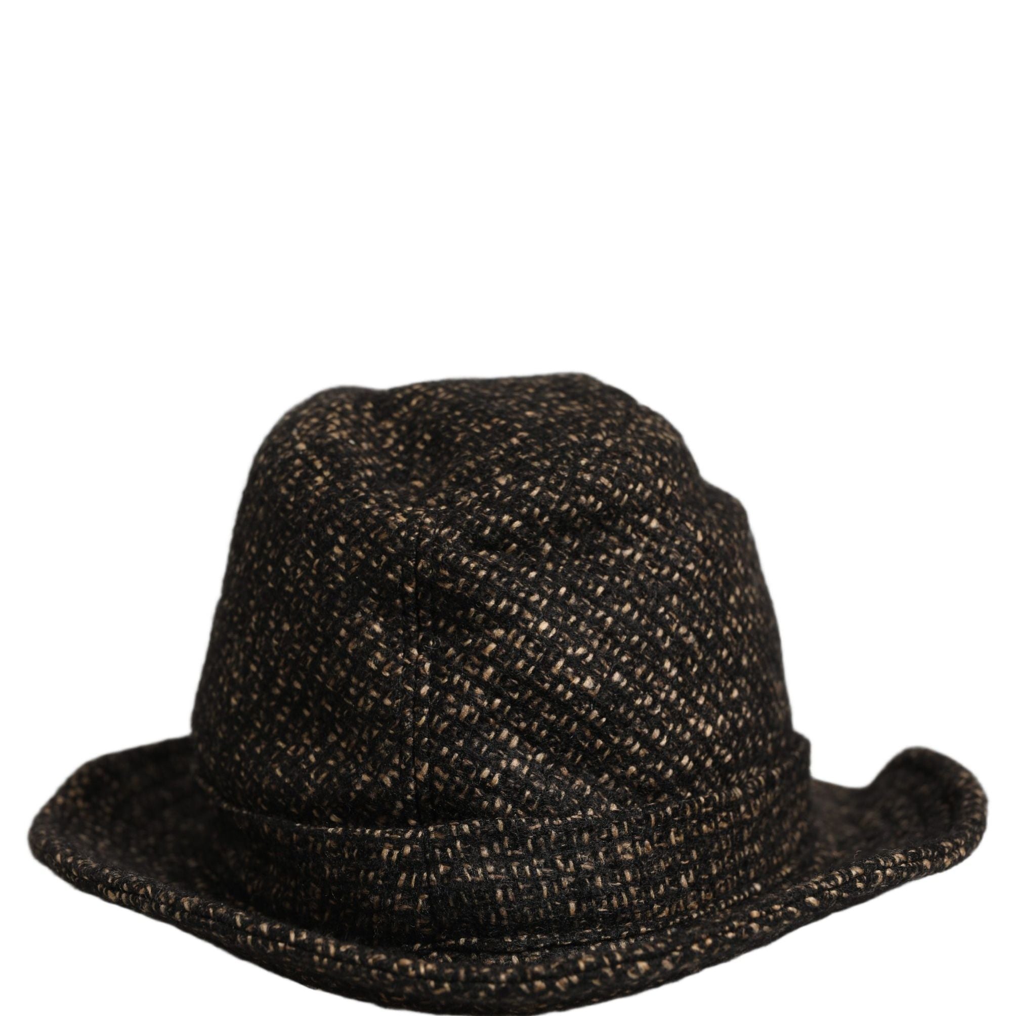 Dolce & Gabbana Gray Melange Blended Textured Tweed Capello Hat