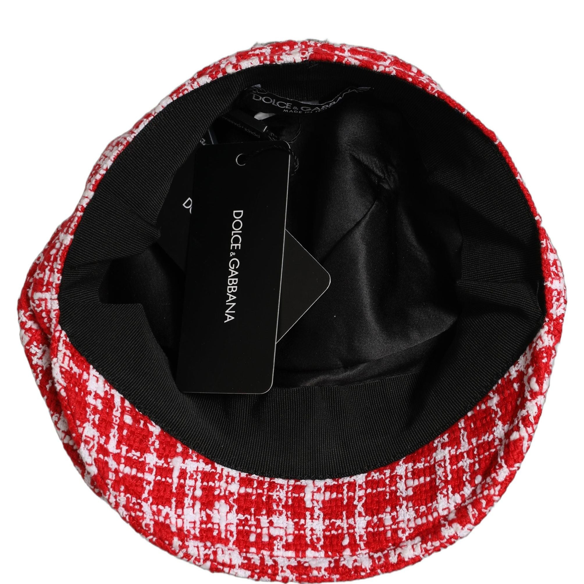 Dolce & Gabbana Red White Tweed Textured Baker Boy Capello Hat