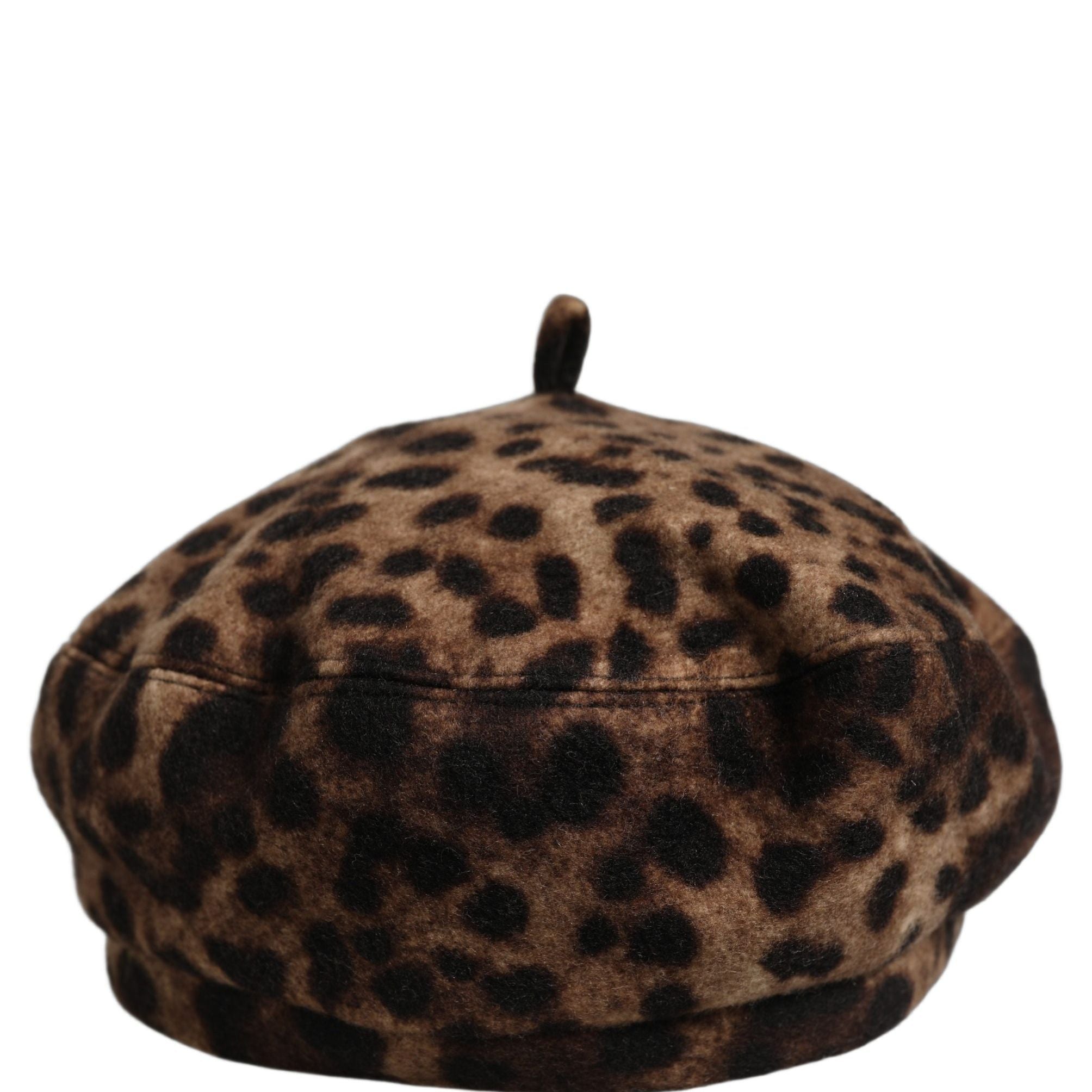 Dolce & Gabbana Brown Leopard French Style Beret Capello Hat