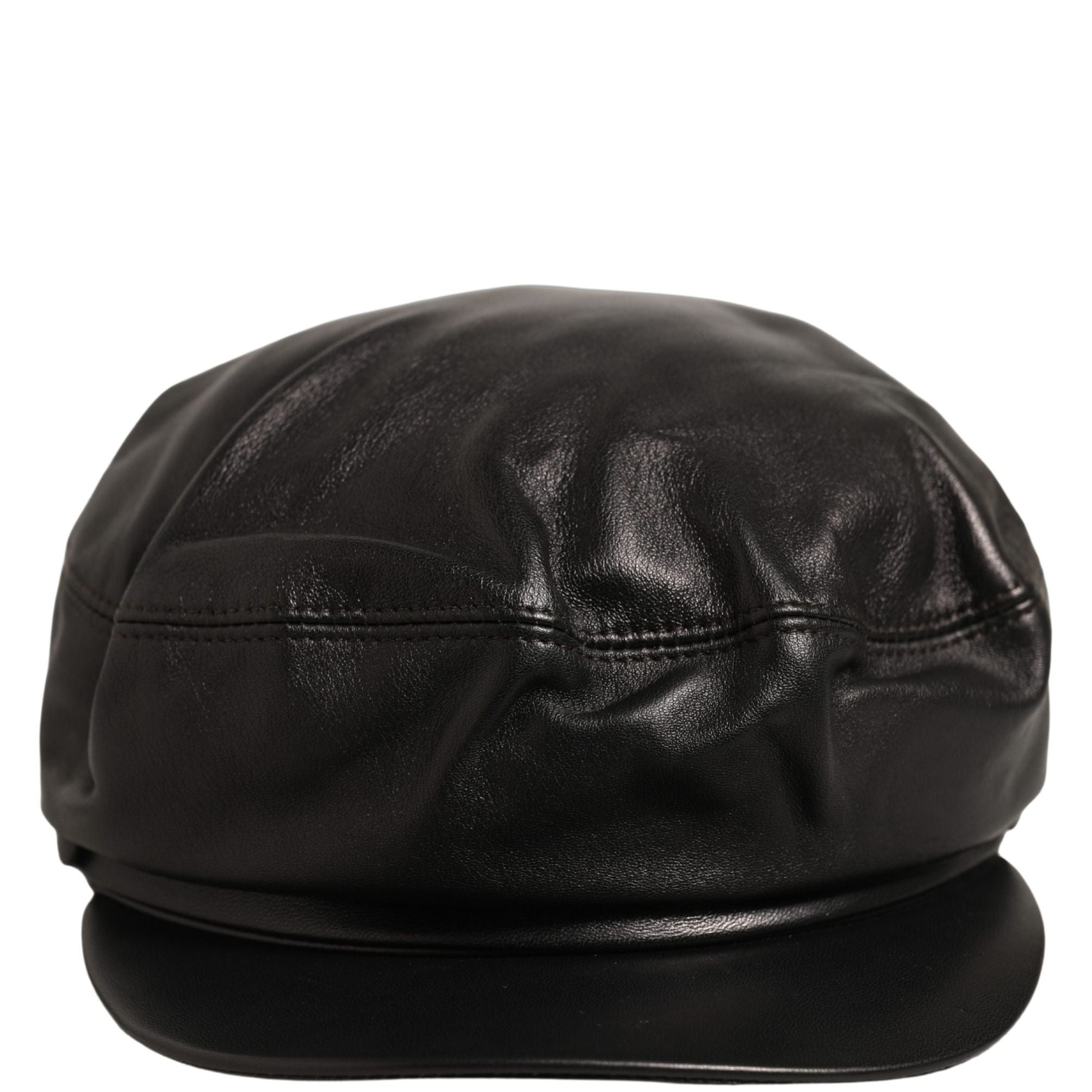 Dolce & Gabbana Black Lambskin Leather Newsboy Capello Hat