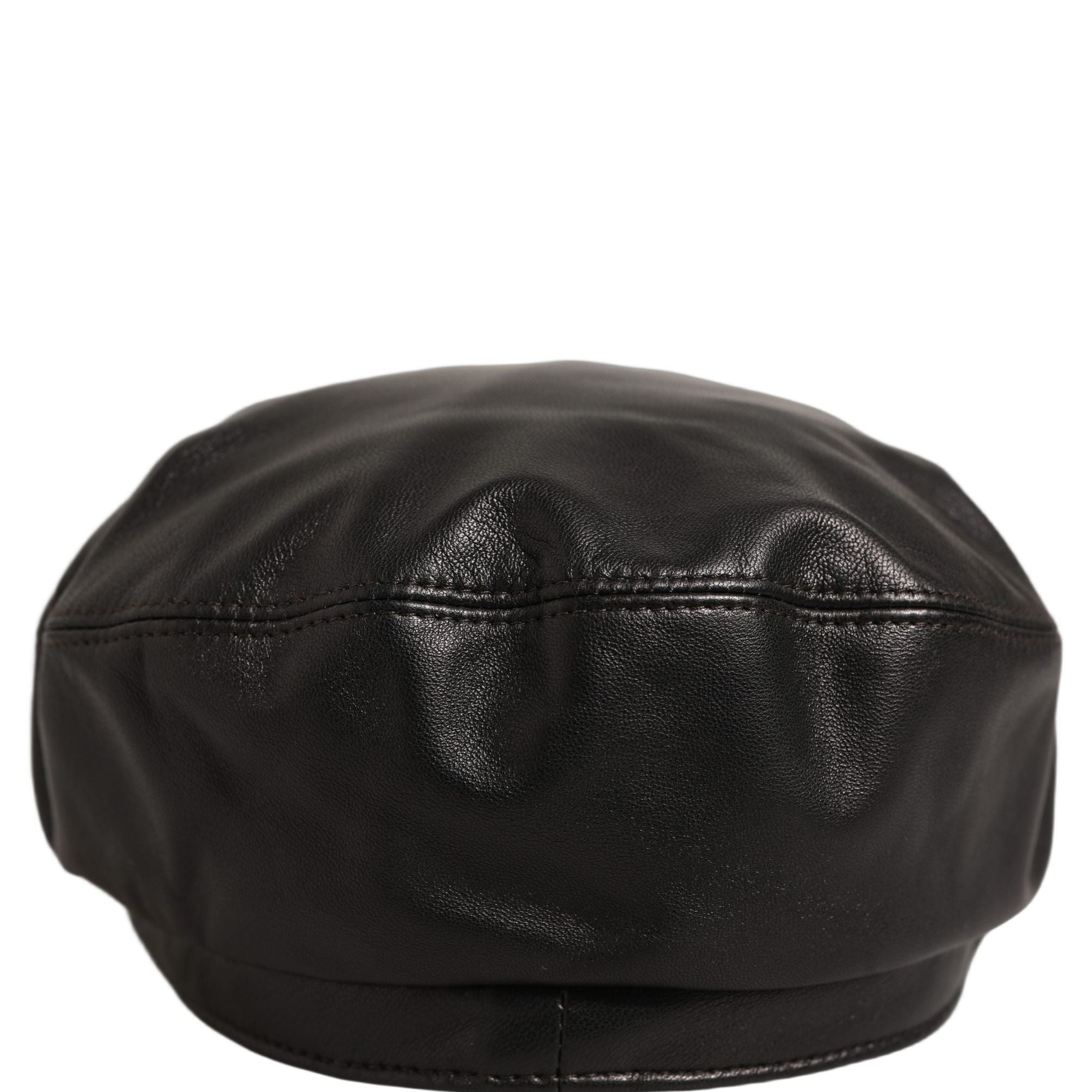 Dolce & Gabbana Black Lambskin Leather Newsboy Capello Hat