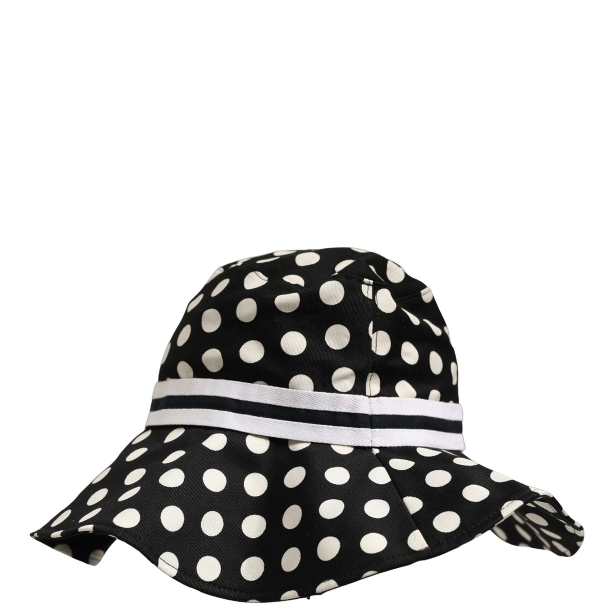 Dolce & Gabbana Black White Polka Dot Cotton Bucket Capello Hat