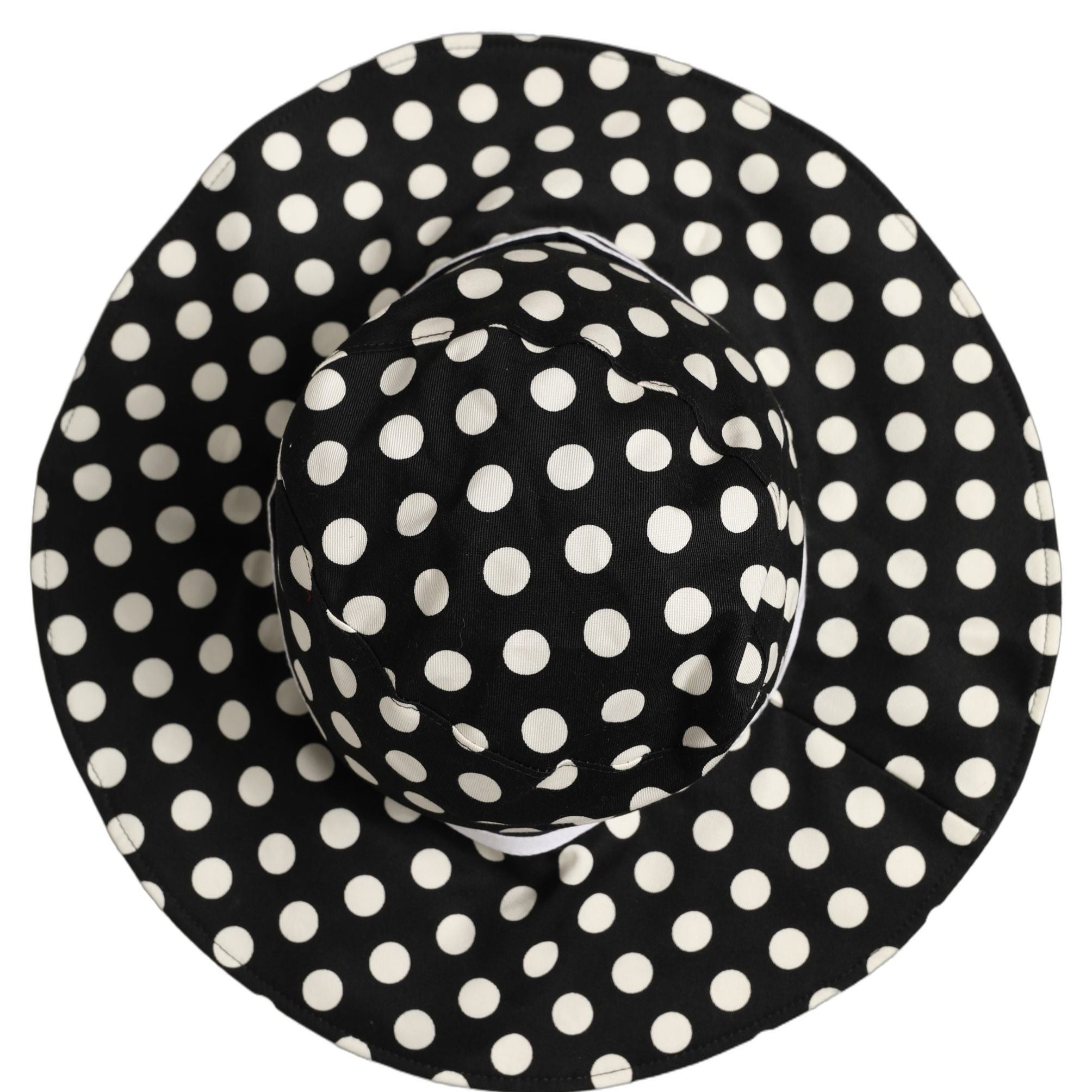 Dolce & Gabbana Black White Polka Dot Cotton Bucket Capello Hat