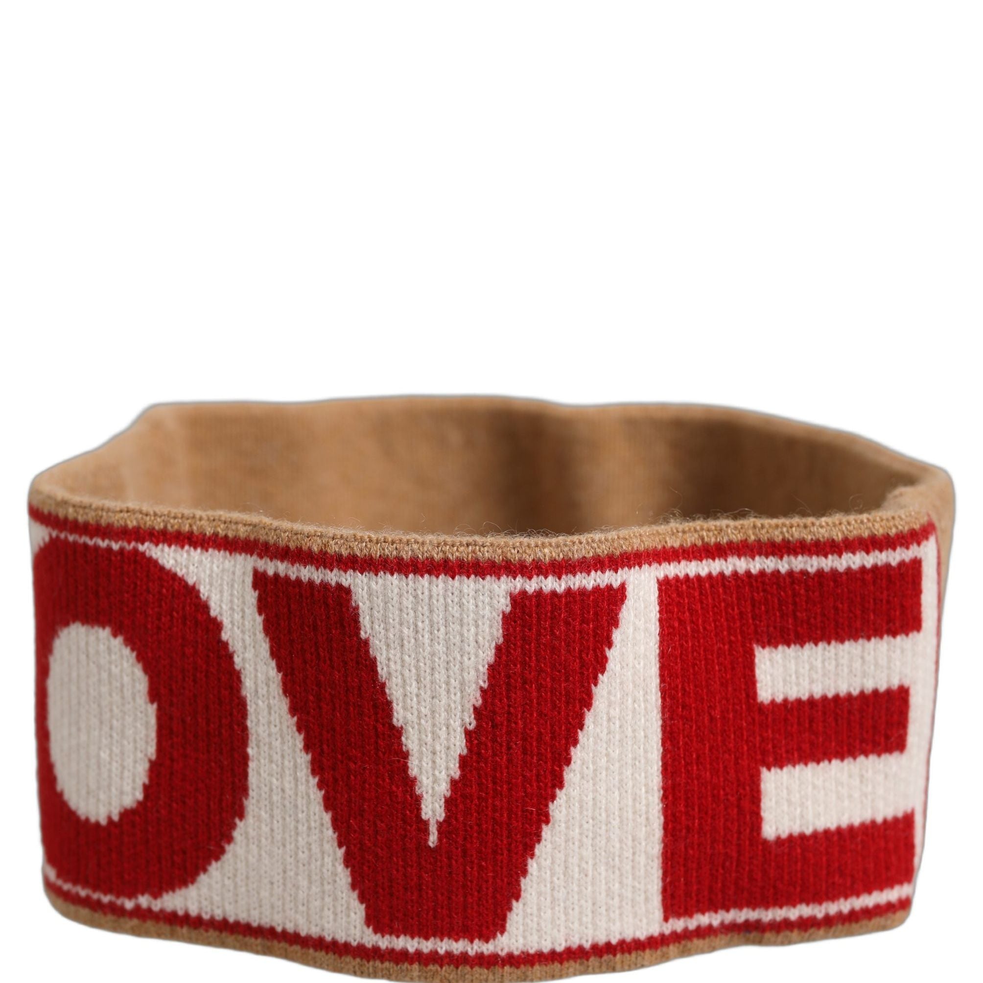 Dolce & Gabbana Beige Cashmere Knitted Embroidered Head Band One Size Hat