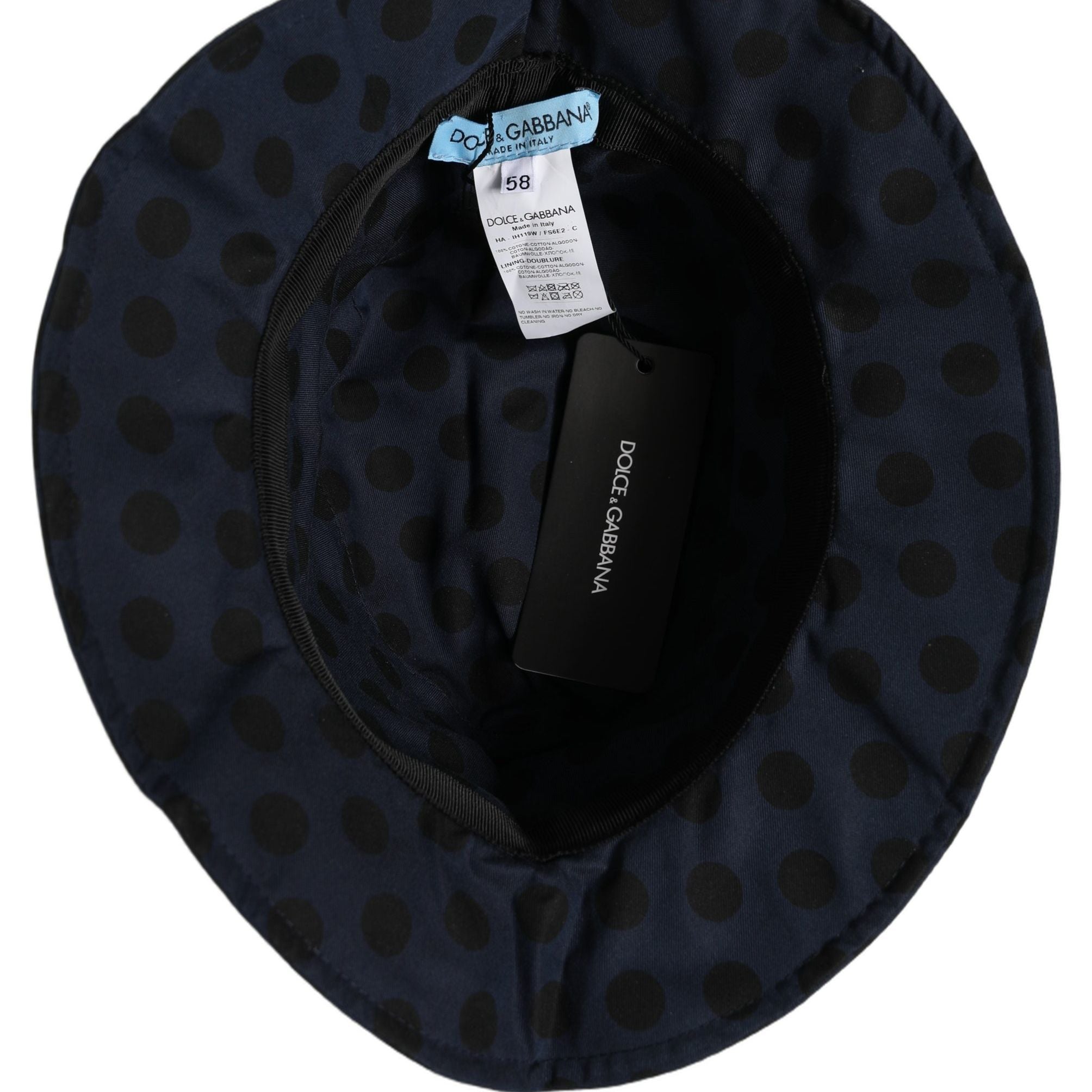 Dolce & Gabbana Blue Black Polka Dot Cotton Bucket Capello Hat