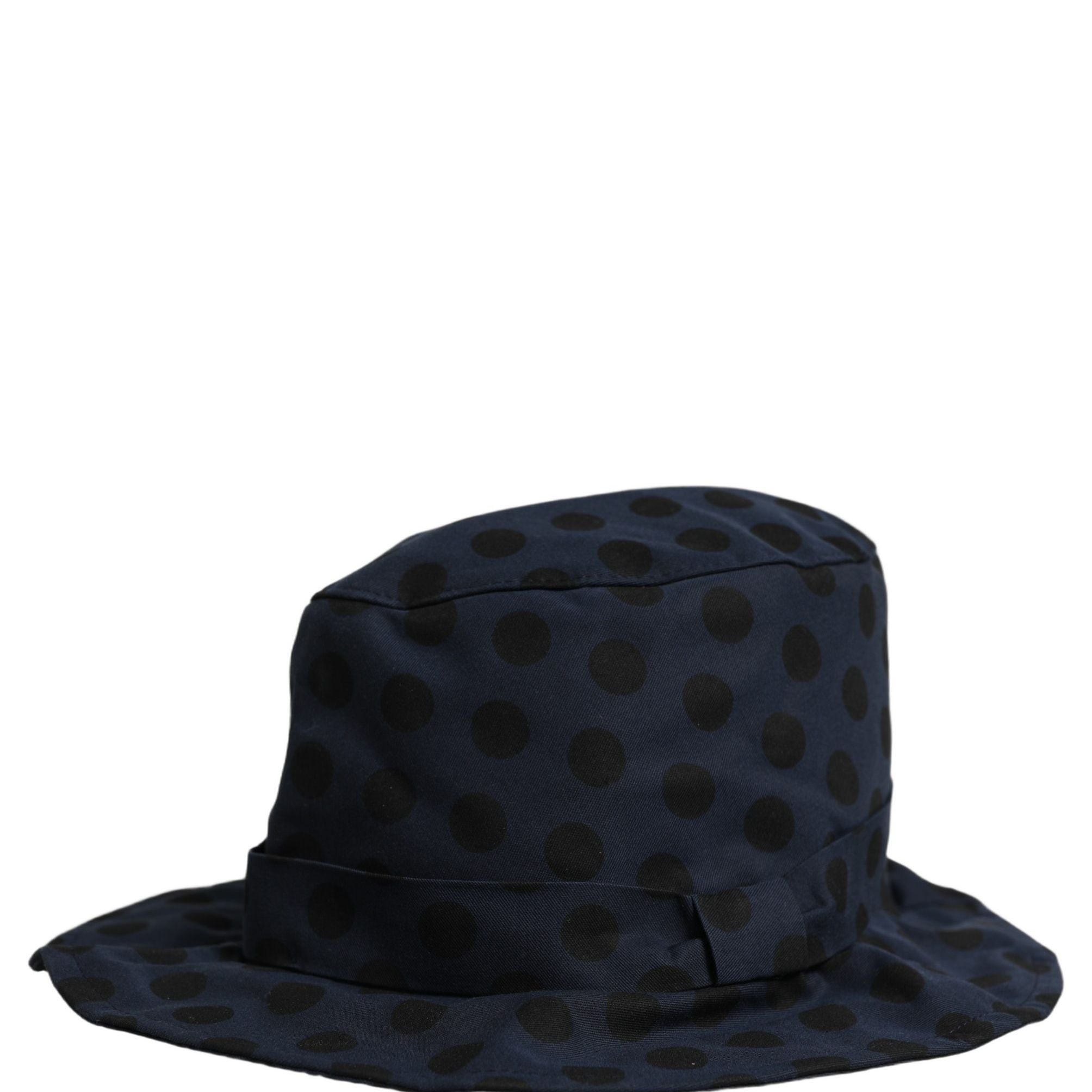 Dolce & Gabbana Blue Black Polka Dot Cotton Bucket Capello Hat