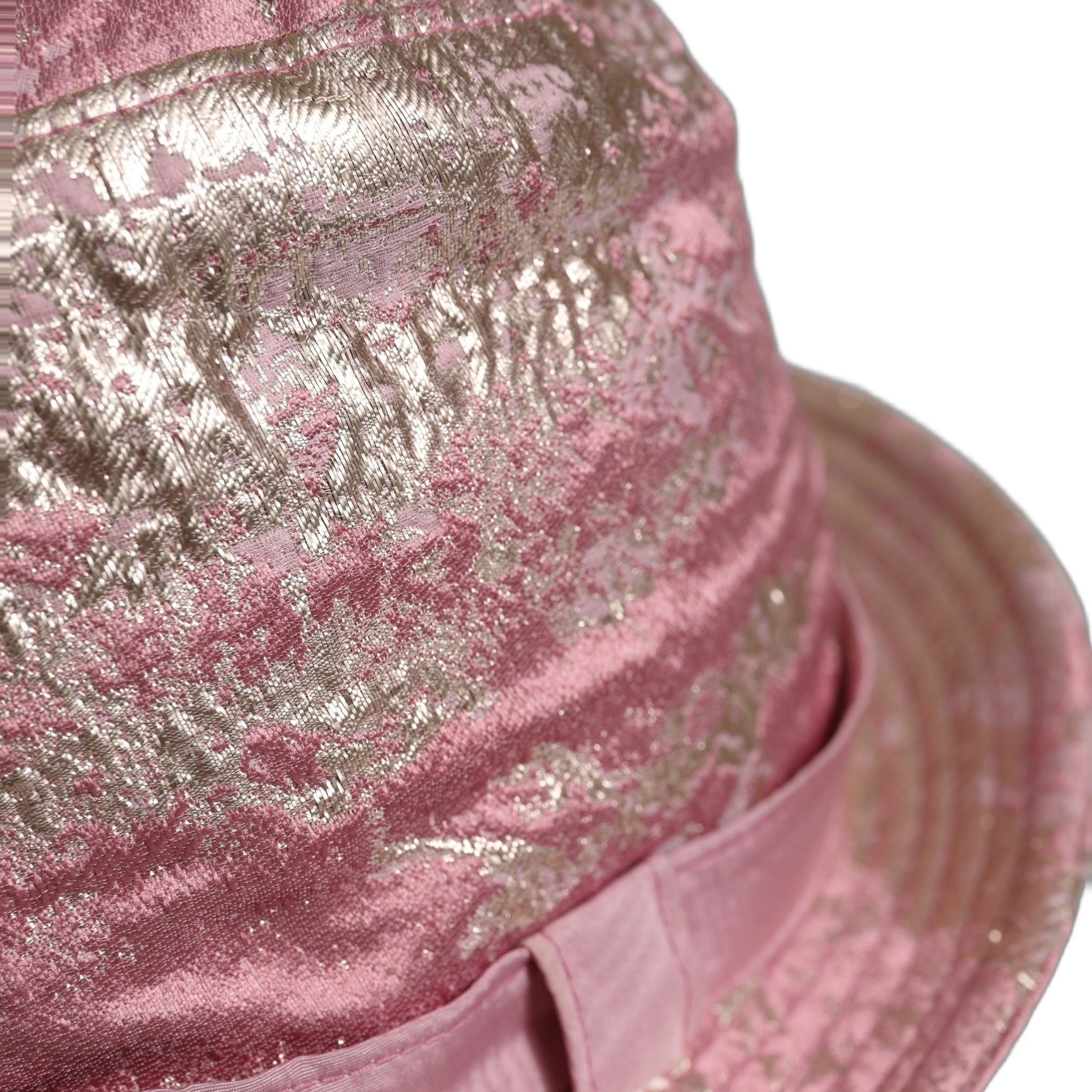 Dolce & Gabbana Pink Metallic Jacquard Pattern Bucket Capello Hat