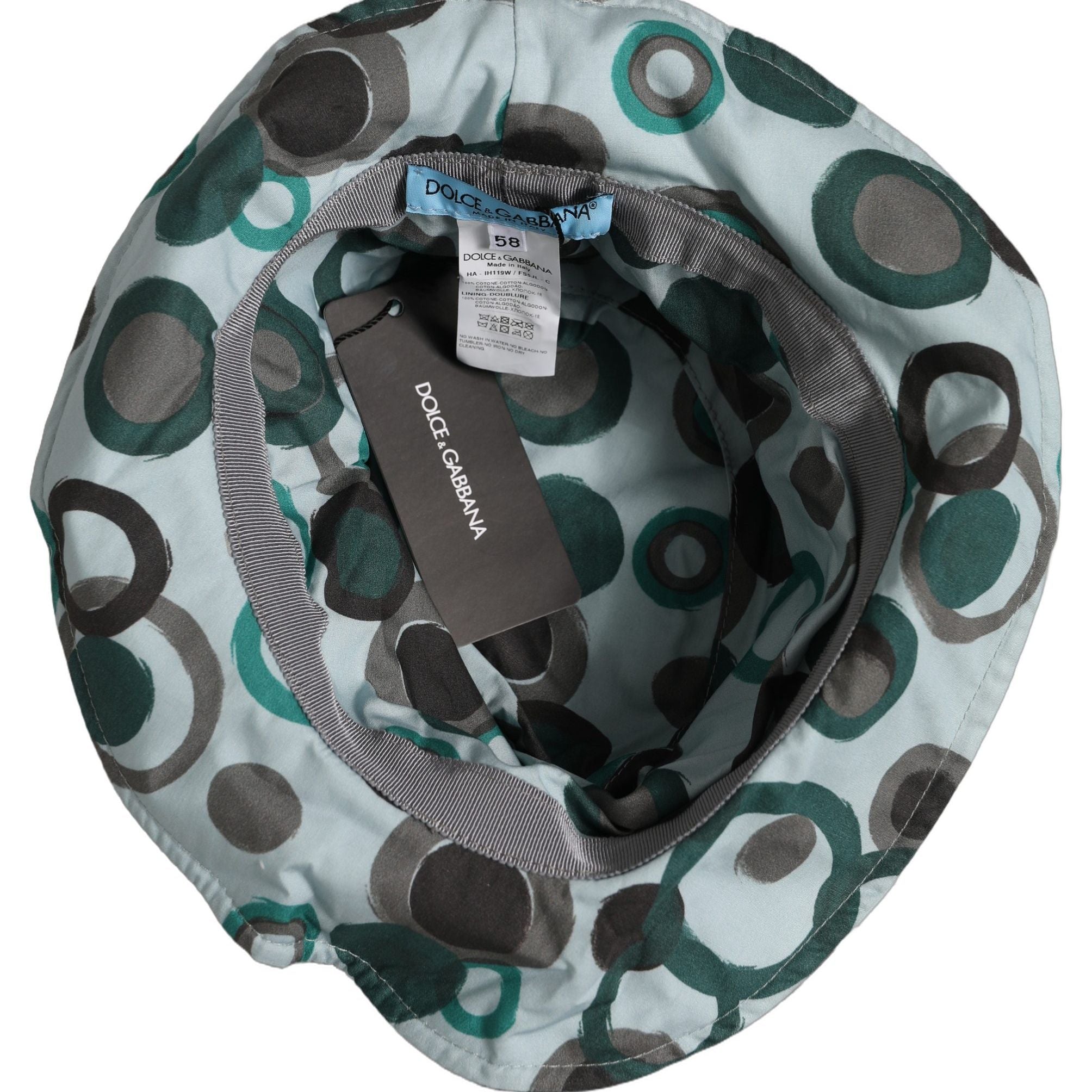 Dolce & Gabbana Teal Cotton Big Polka Dot Pattern Bucket Hat