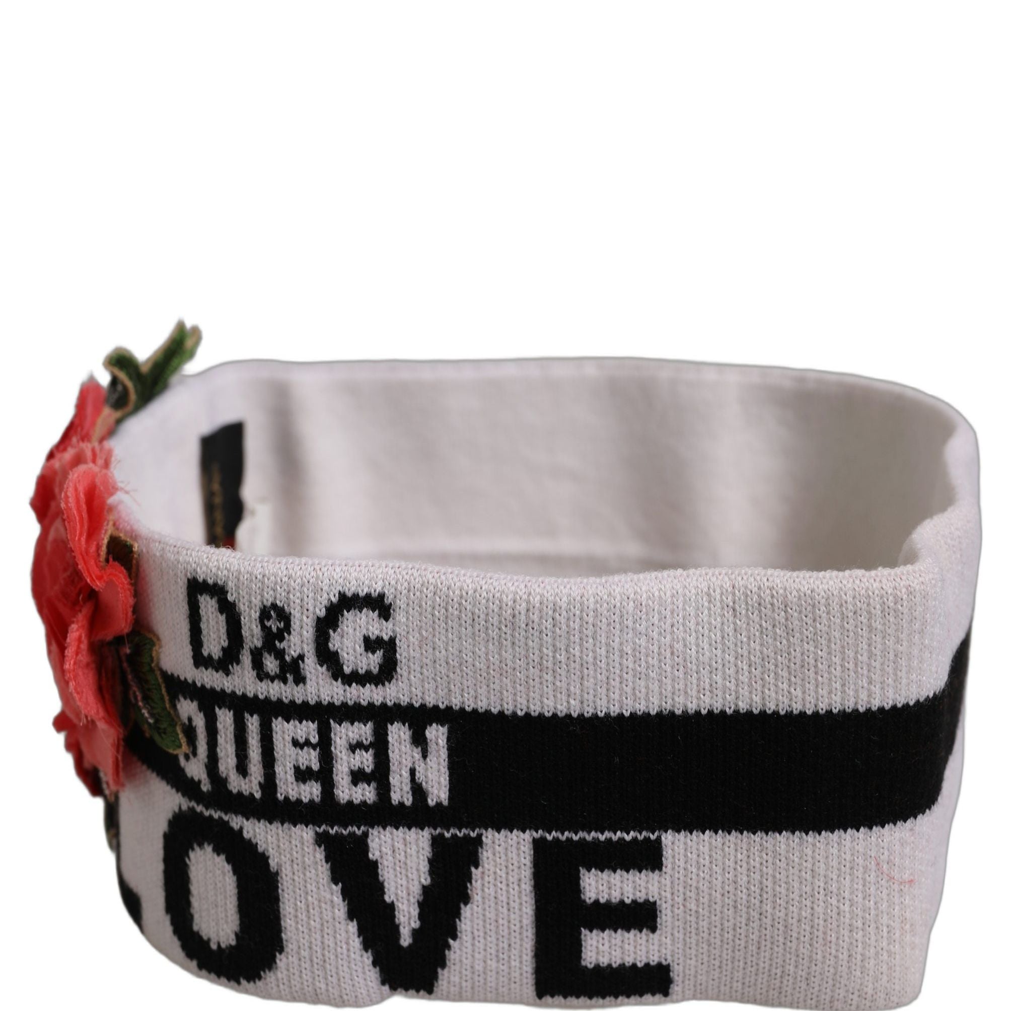 Dolce & Gabbana White D&G Queen Love Floral Applique Head Band One Size Hat