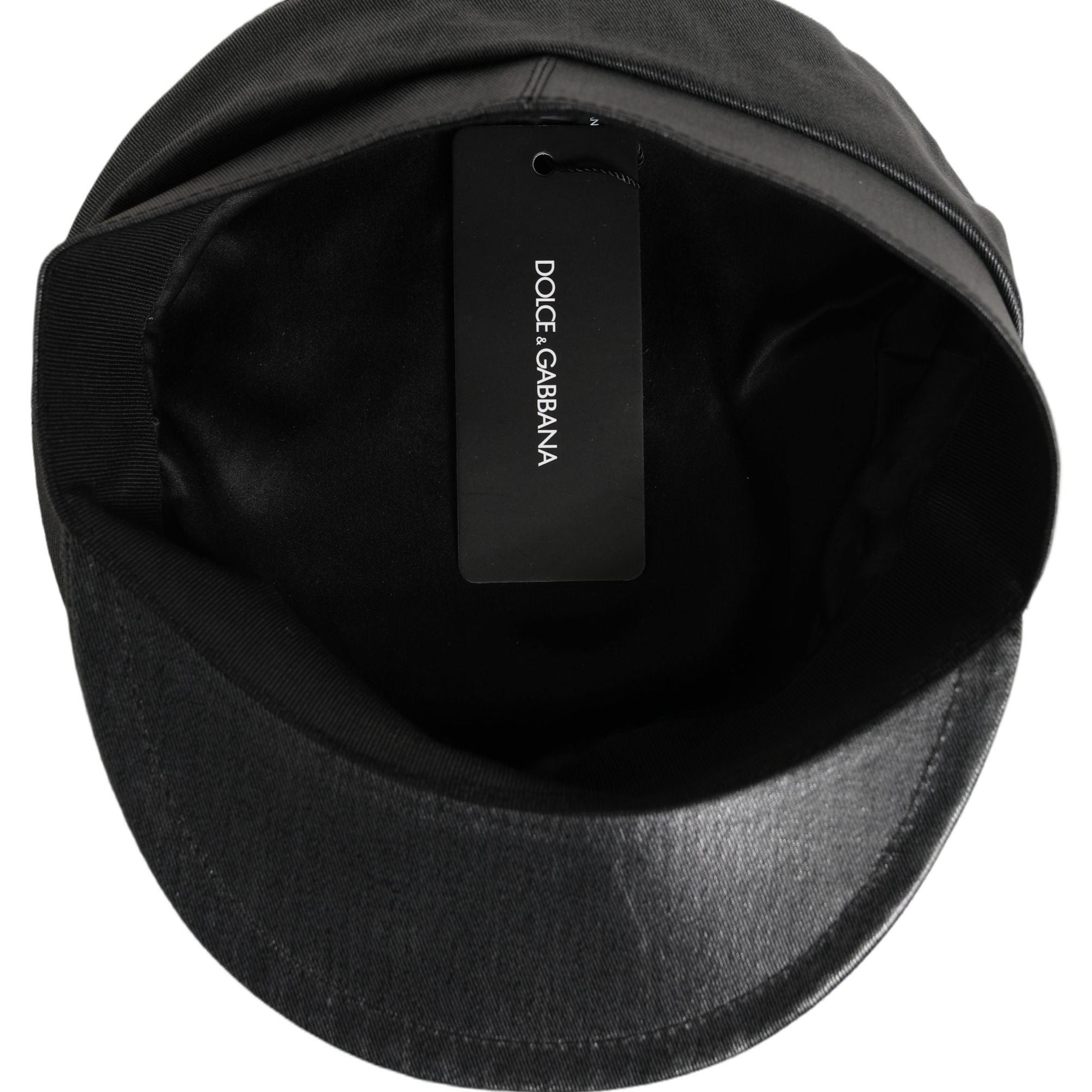 Dolce & Gabbana Black Cotton Gold DG Chain Baker Boy Capello Hat