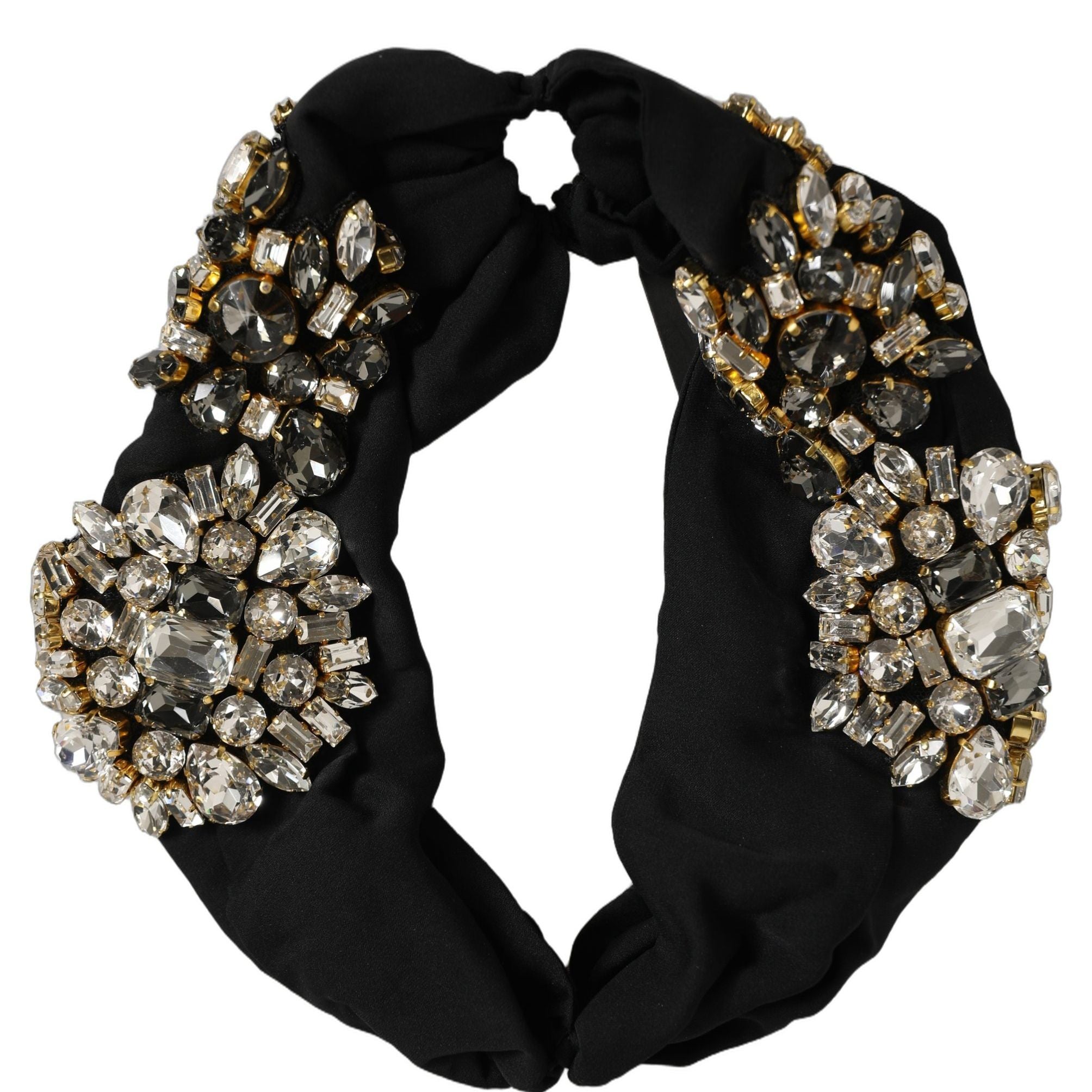 Dolce & Gabbana Black Silk Crystal Embellishment One Size Headband
