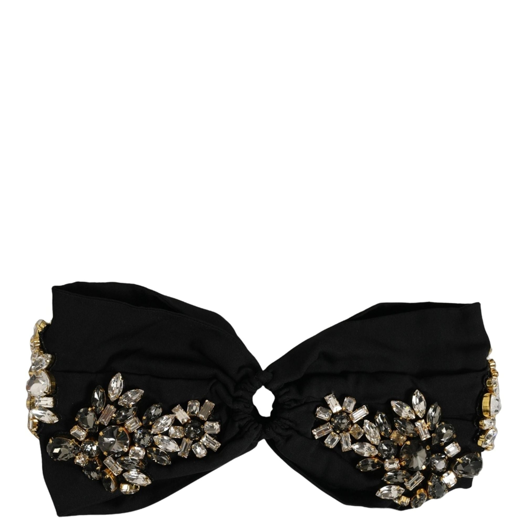 Dolce & Gabbana Black Silk Crystal Embellishment One Size Headband
