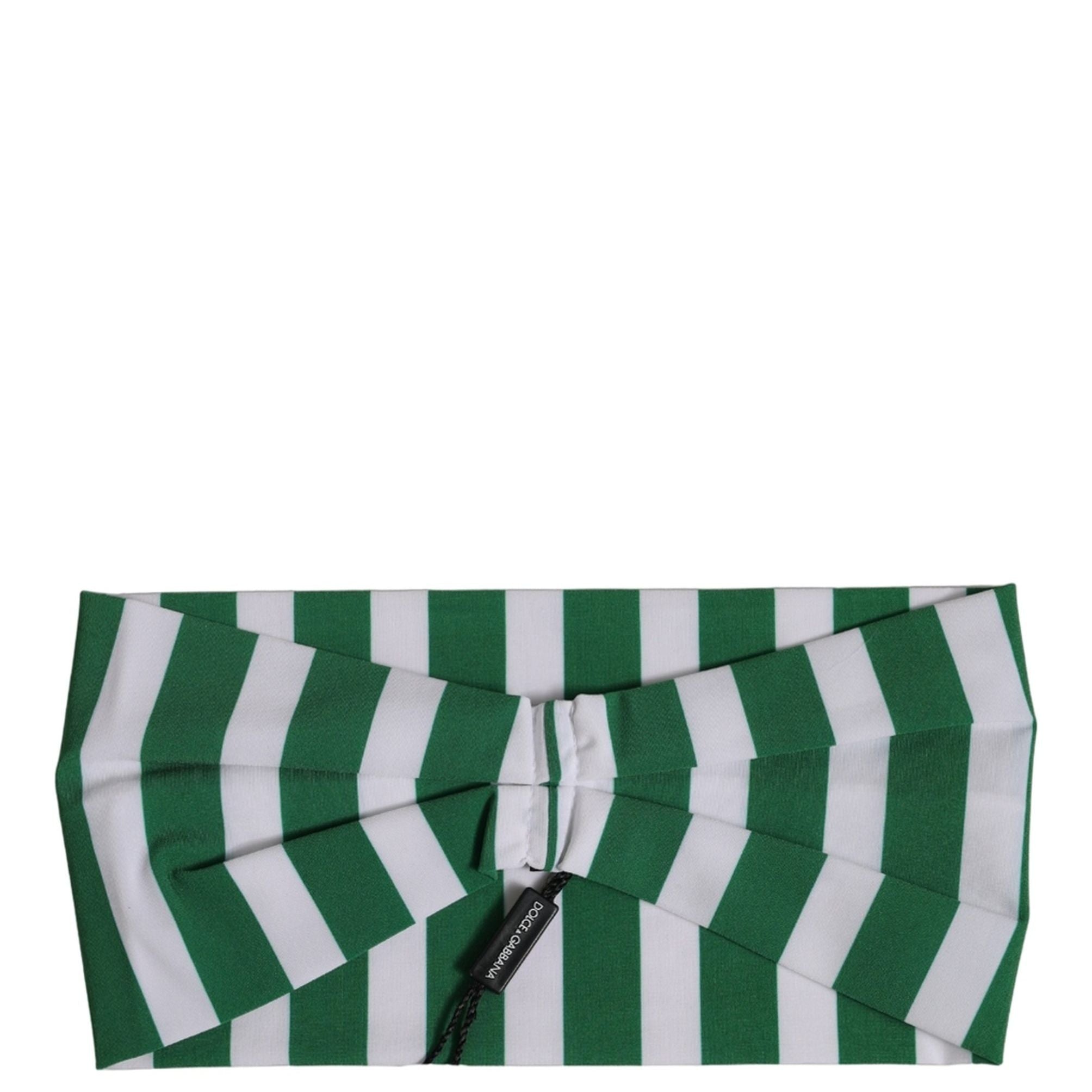 Dolce & Gabbana Green White Stripes Nylon Head Wrap One Size Headband