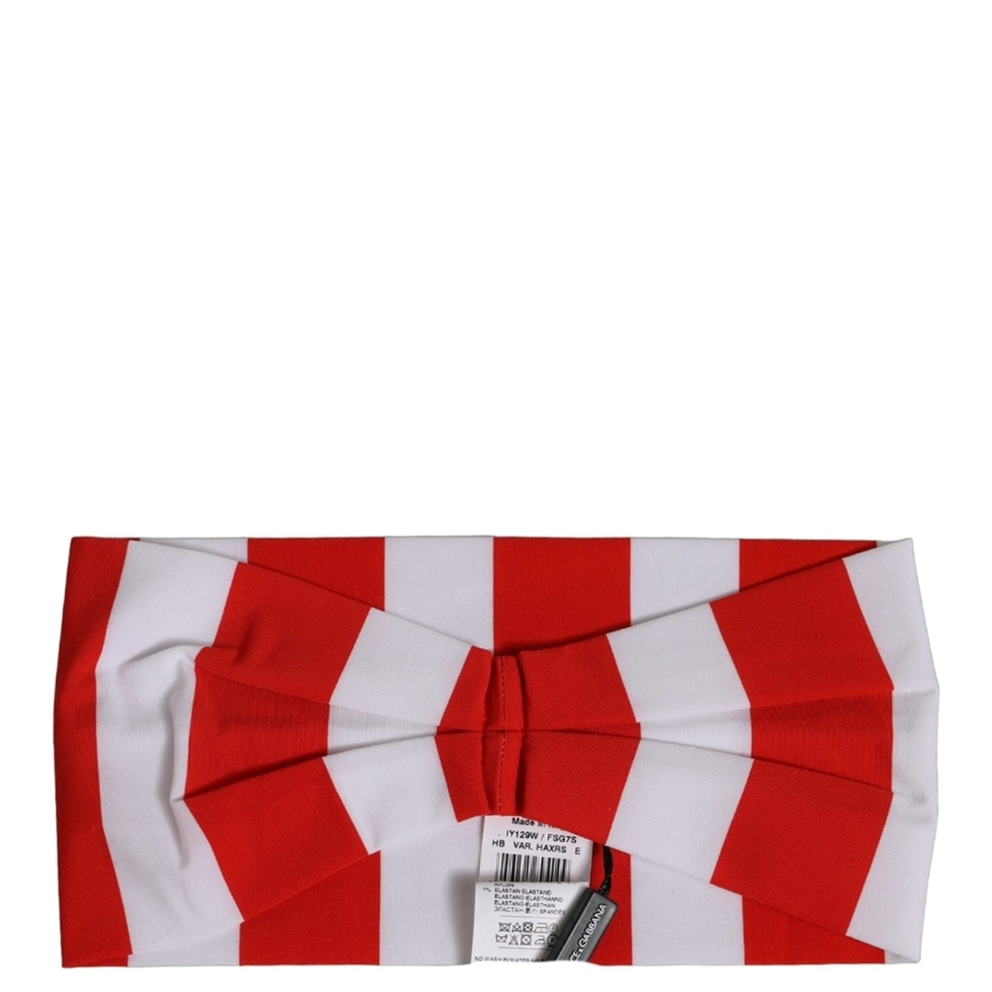 Dolce & Gabbana Red White Stripes Nylon Head Wrap One Size Headband