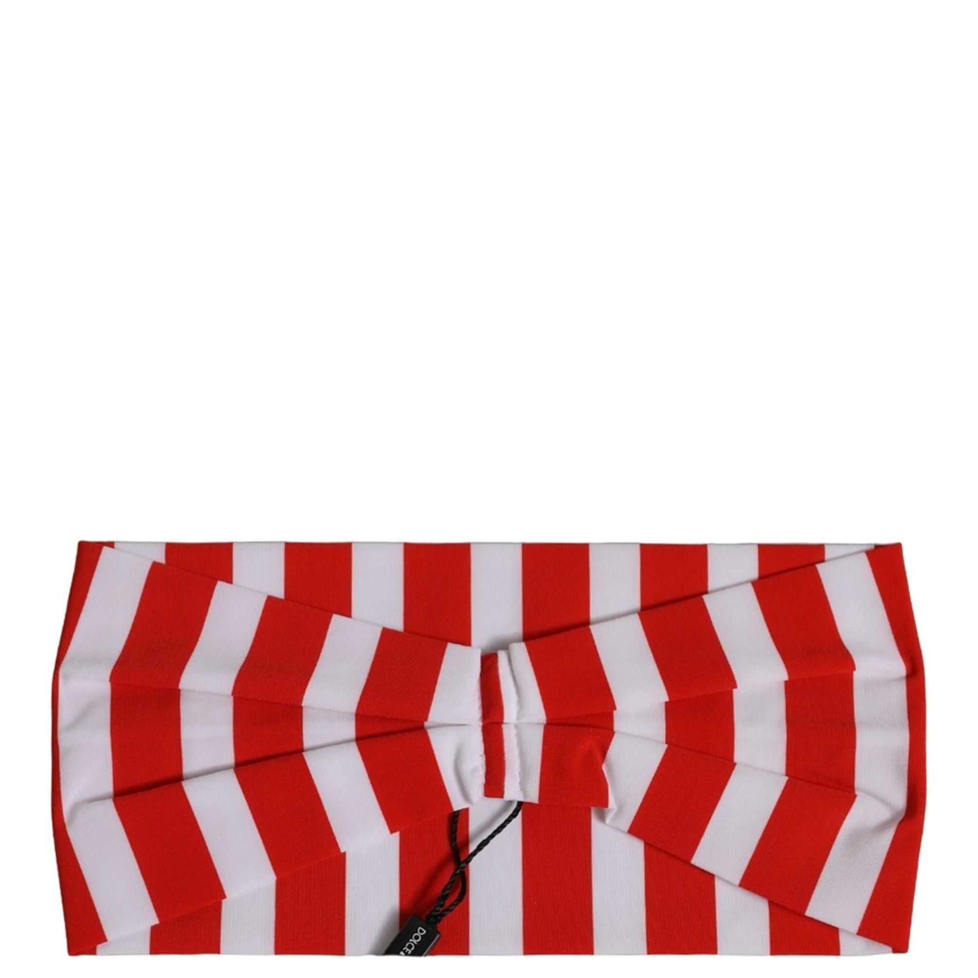 Dolce & Gabbana Red White Stripes Nylon Head Wrap One Size Headband