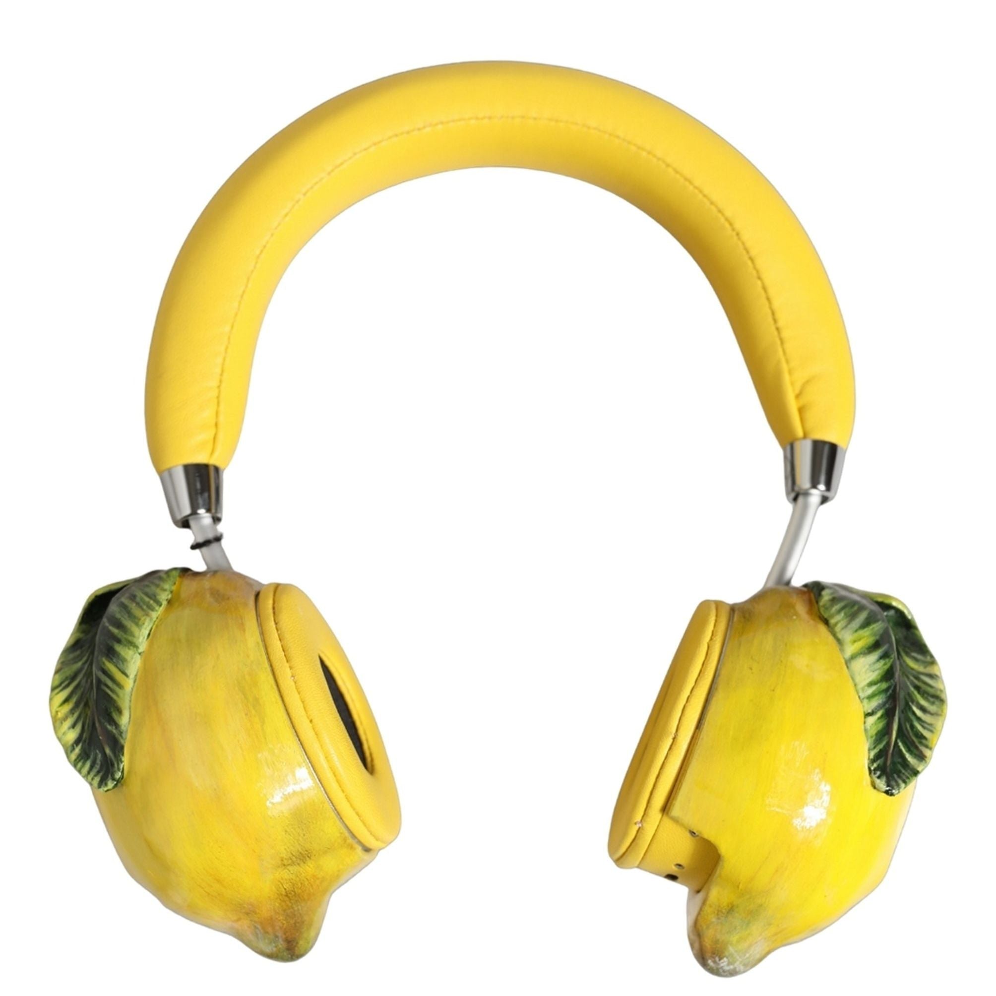 Dolce & Gabbana Yellow Vibrant Lemon Leather Headset Headphones